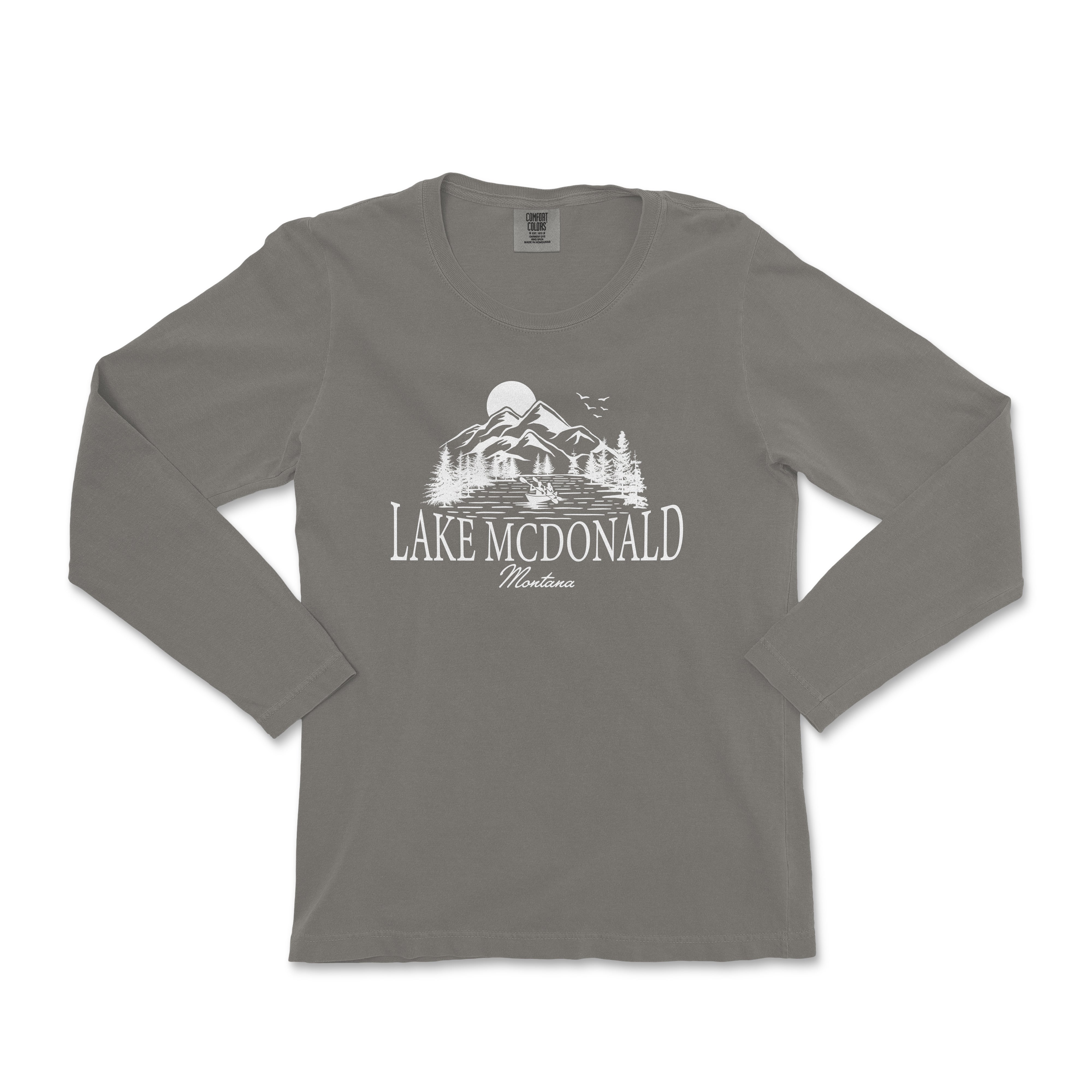 a long sleeve shirt with the lake mcdonald logo on it