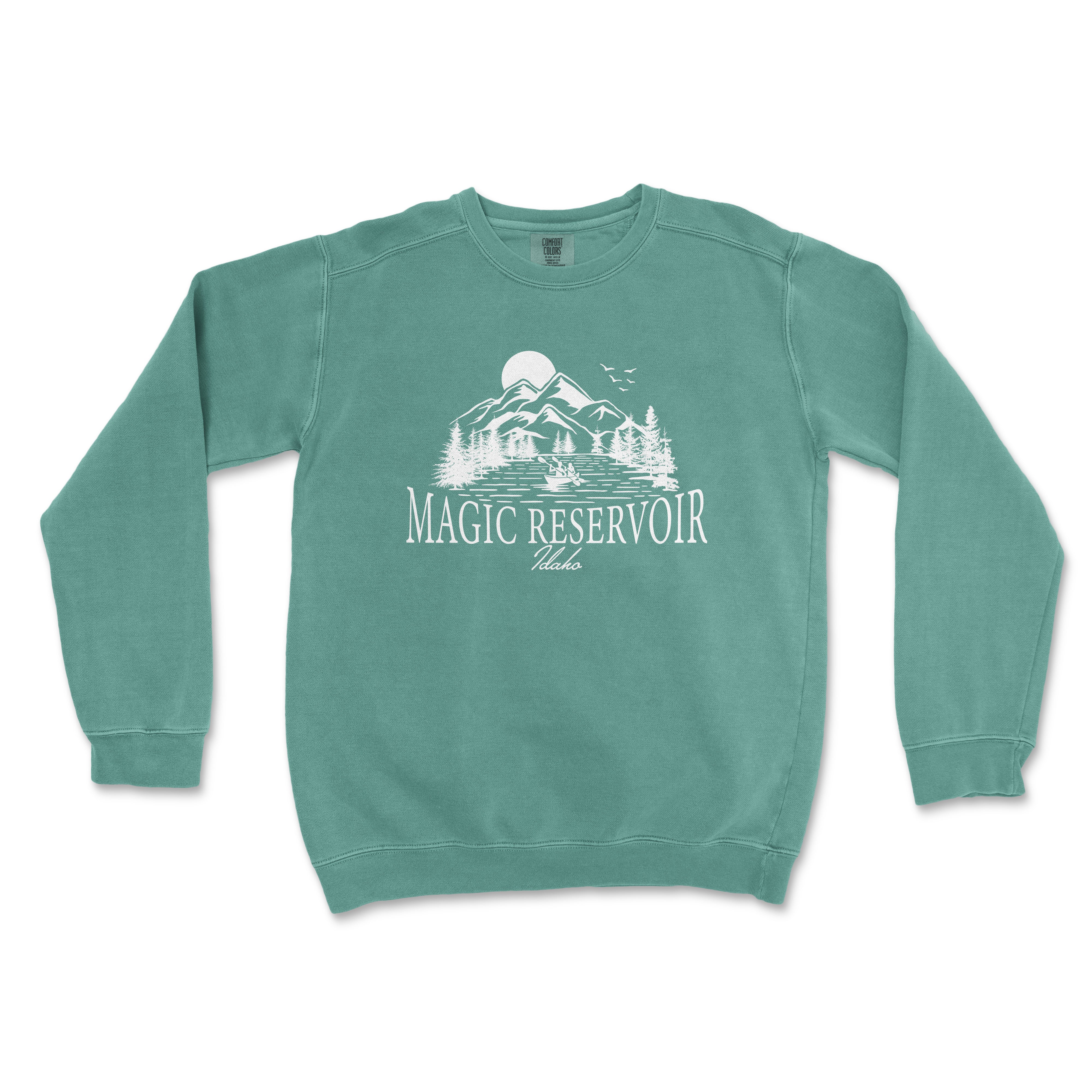 a green sweatshirt with the words magic reservoir on it