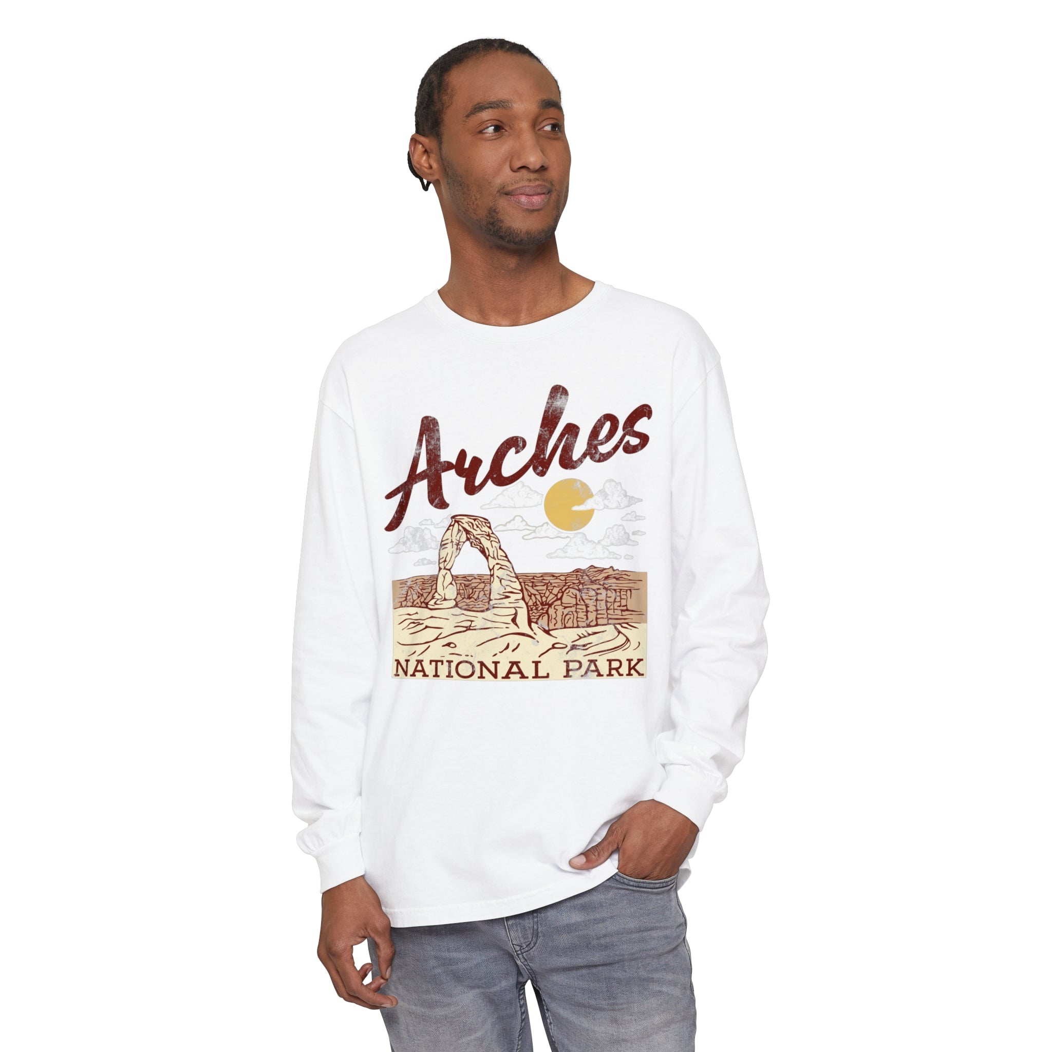 Arches National Park Comfort Colors Long Sleeve Shirt Distressed Design