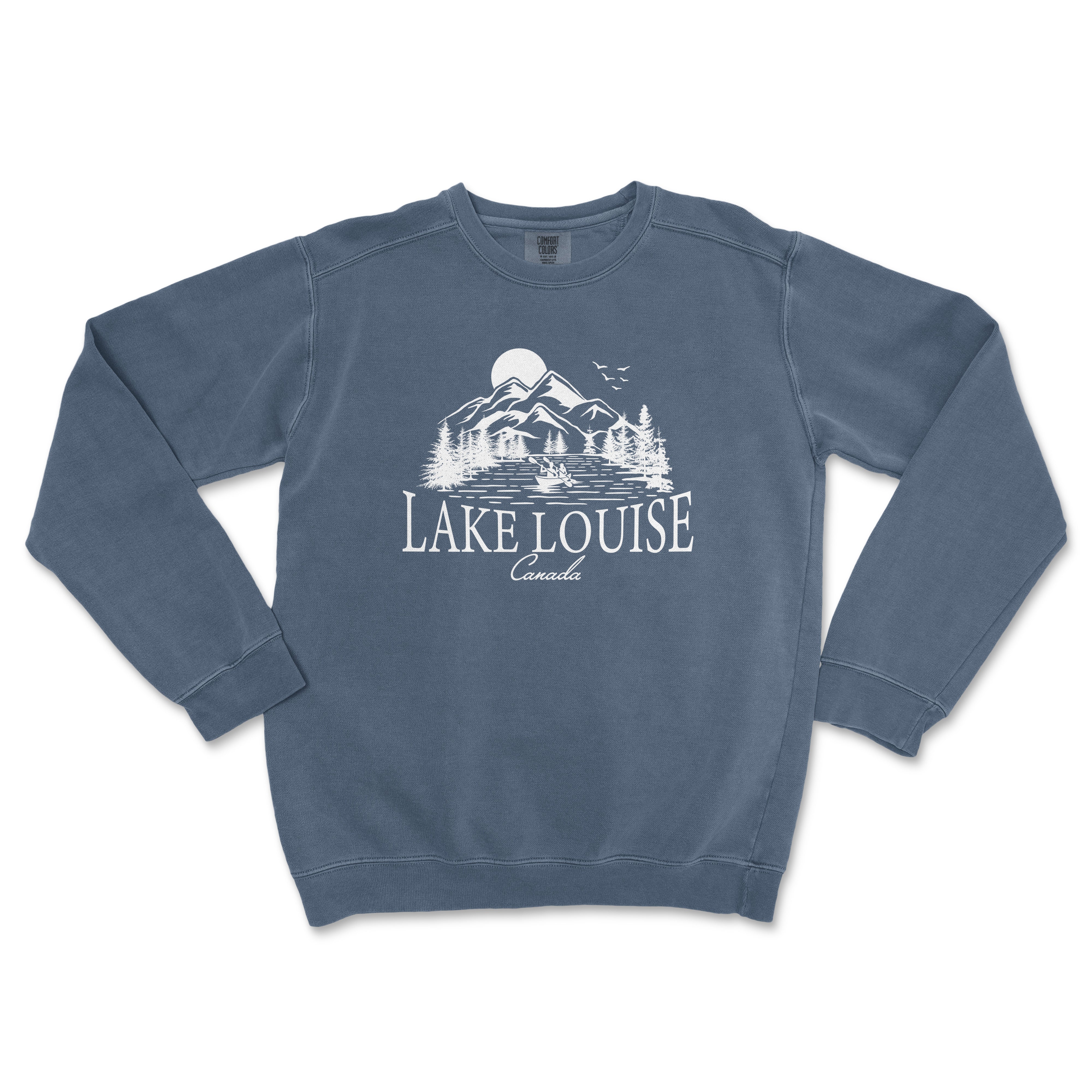 a blue sweatshirt with the lake house logo on it