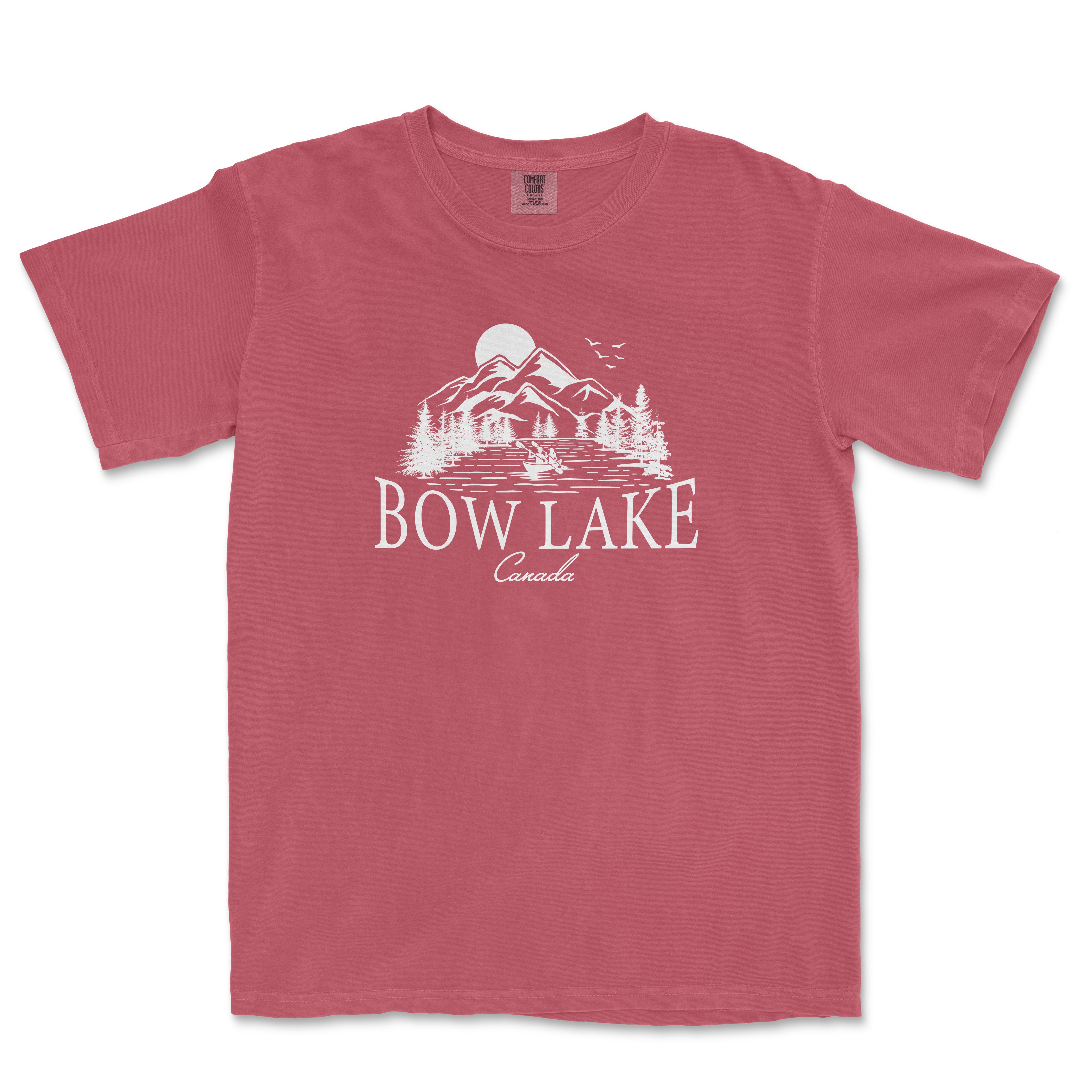 a red t - shirt with the words bow lake on it