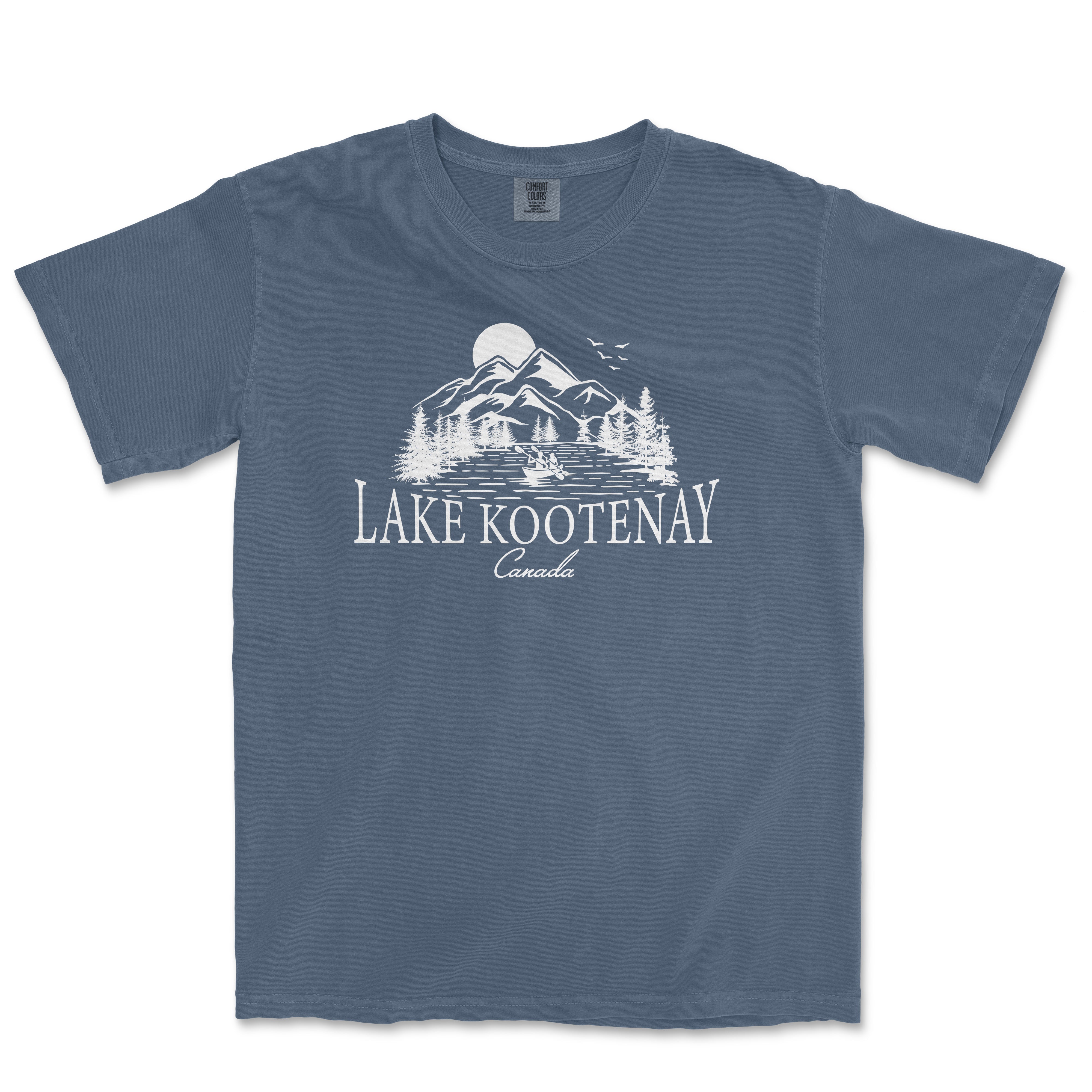 a blue lake kootenay t - shirt with the words lake koote