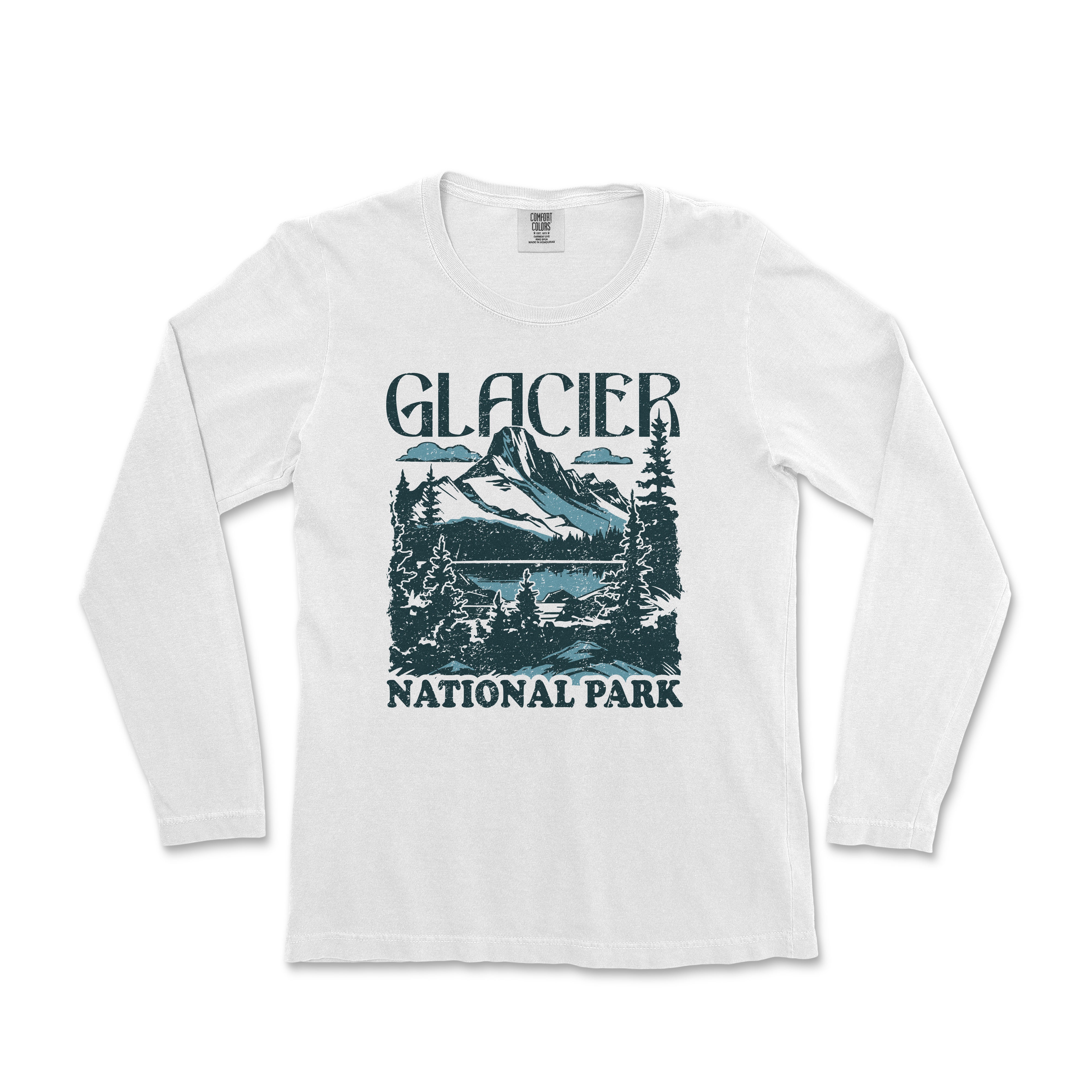 a white t - shirt with the words glacier national park on it