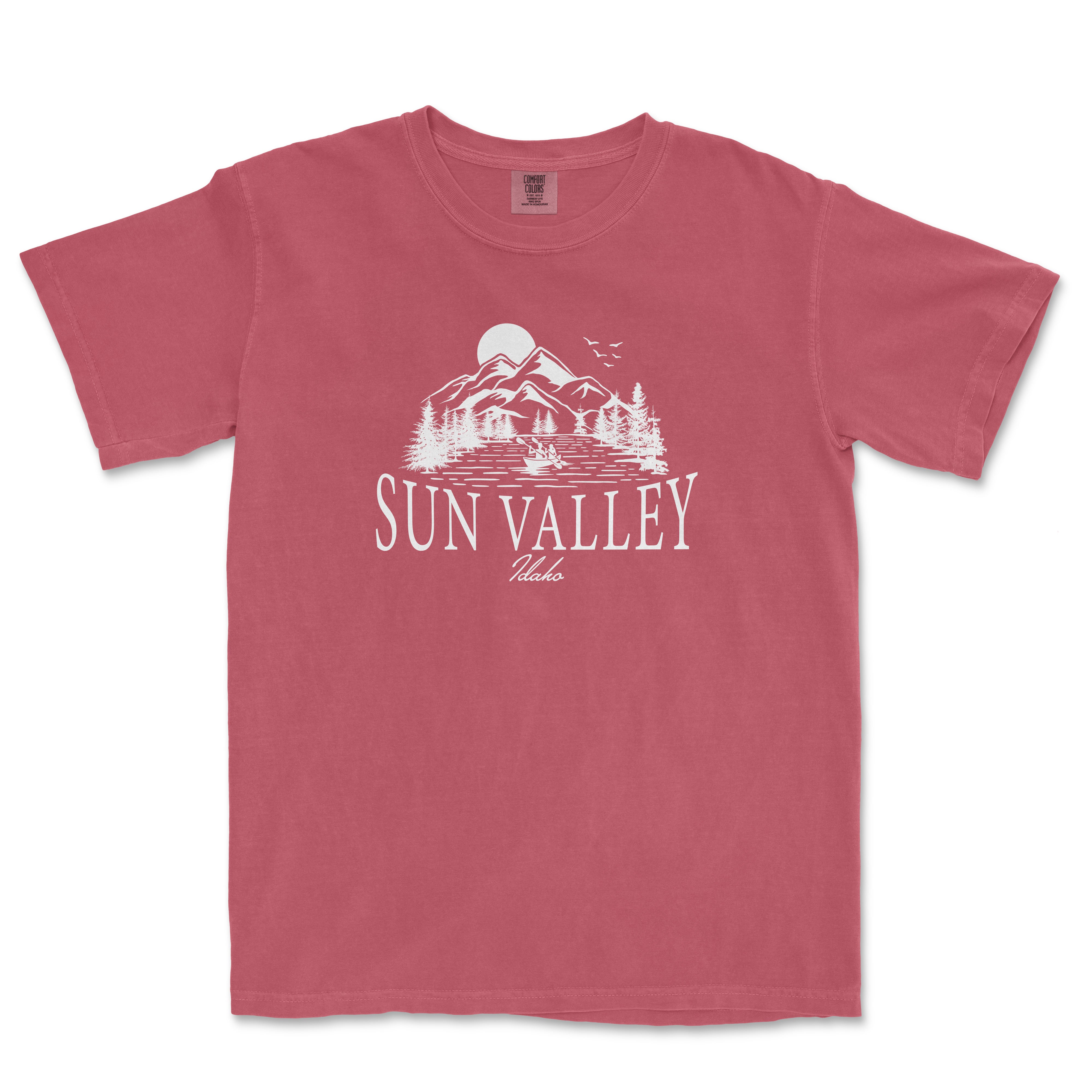 a red shirt with the sun valley logo on it