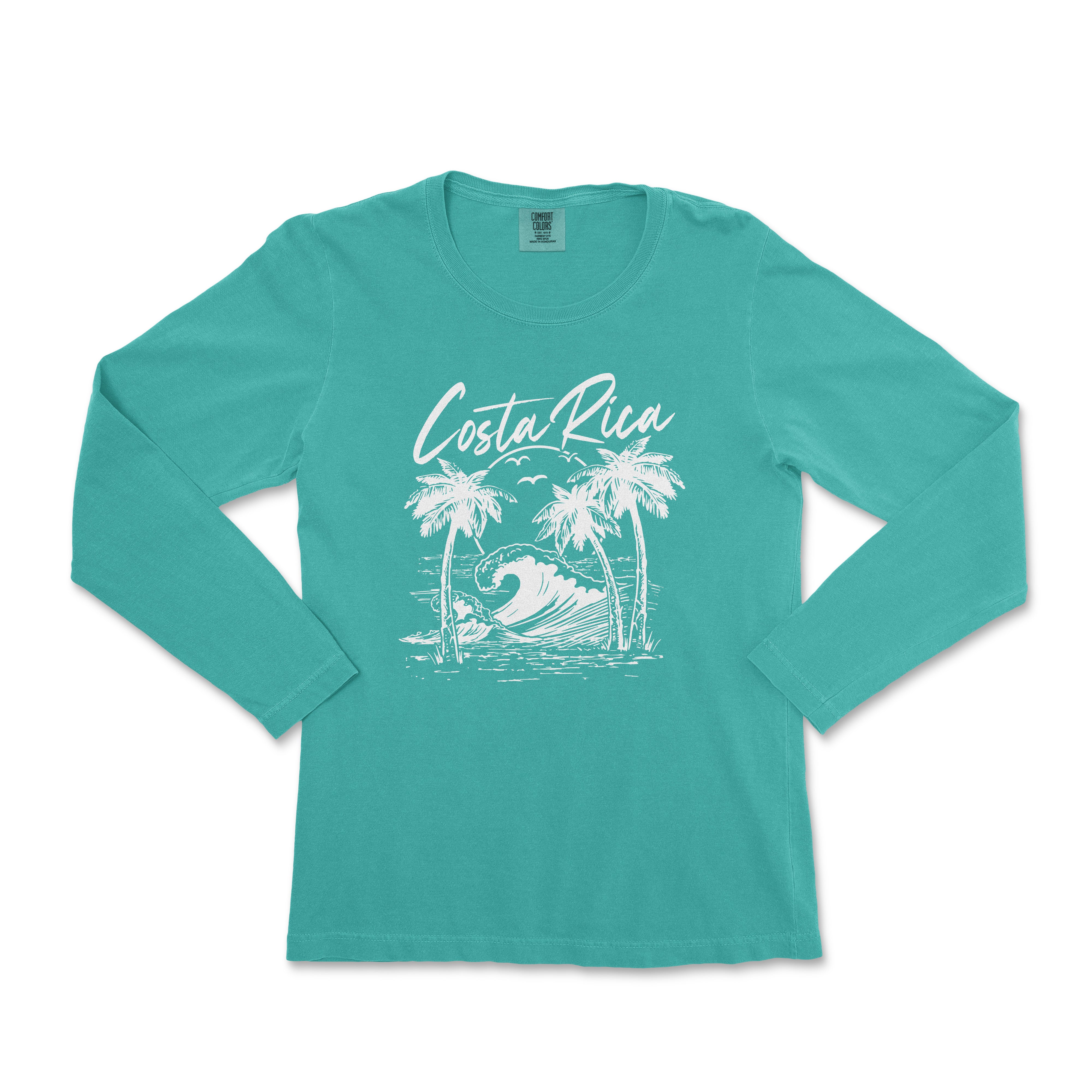 a women's long - sleeved shirt with the words costa rica on it