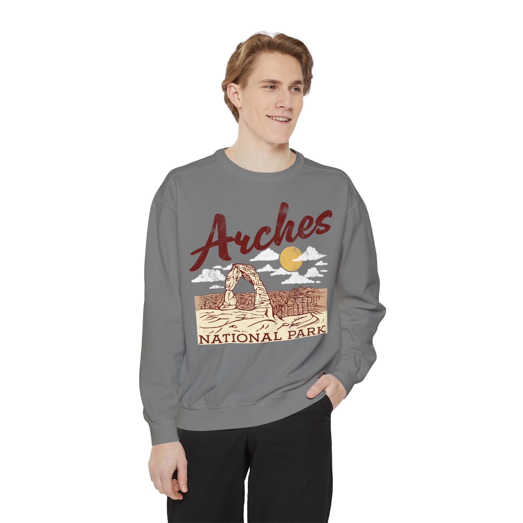 Arches National Park Comfort Colors Crewneck Sweatshirt Distressed Design