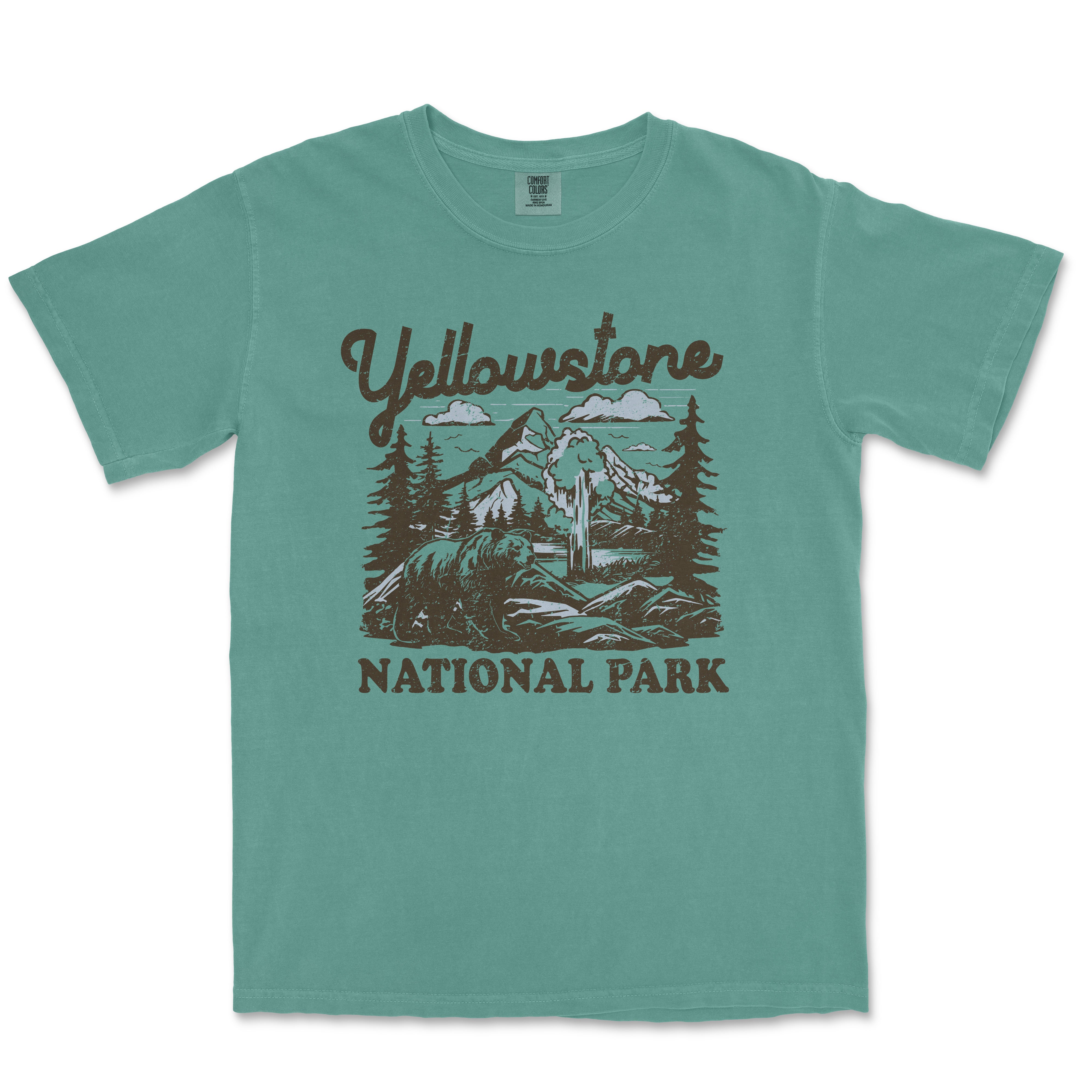 a green yellowstone national park t - shirt