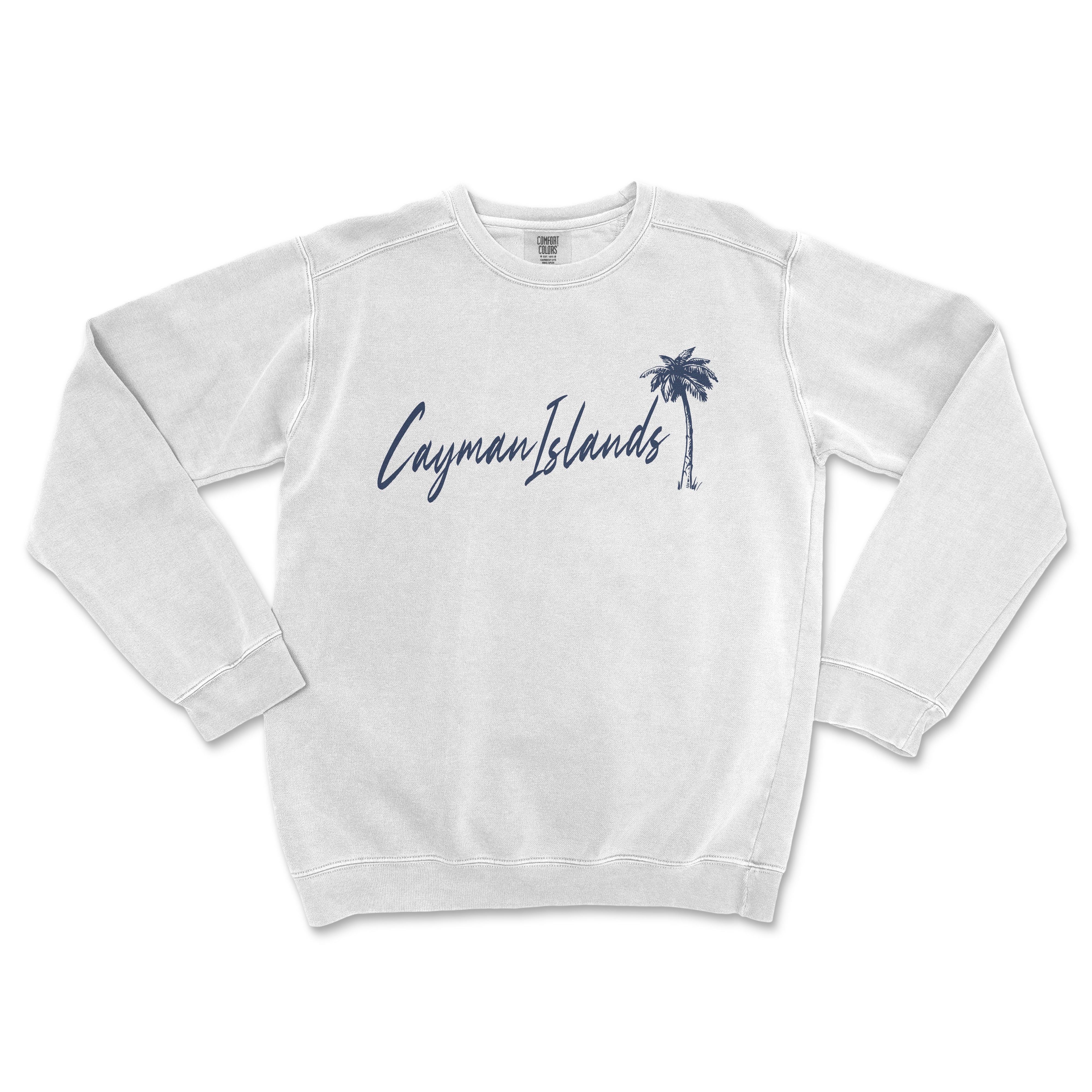 a white sweatshirt with a palm tree on it