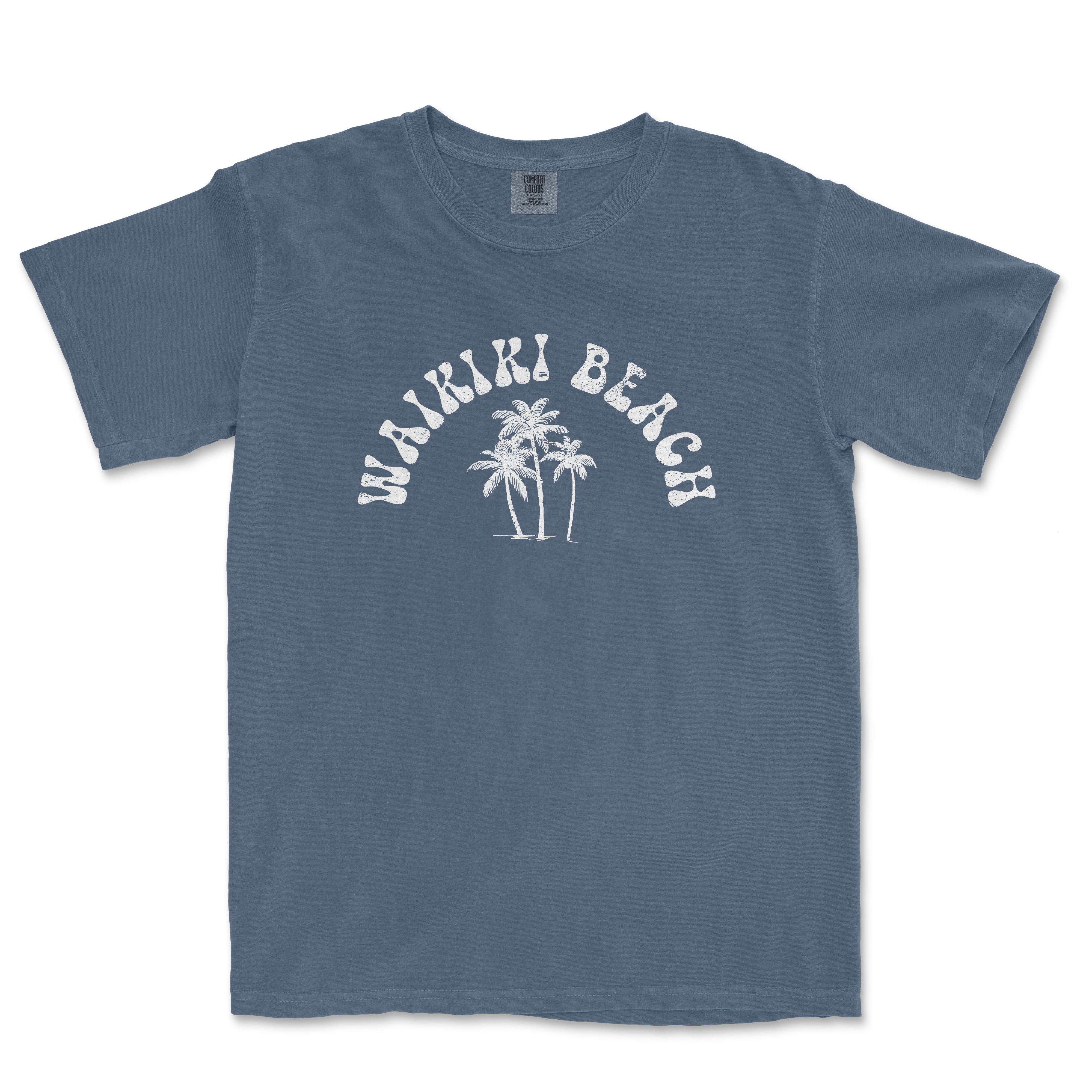 a blue t - shirt with the words waiki beach on it