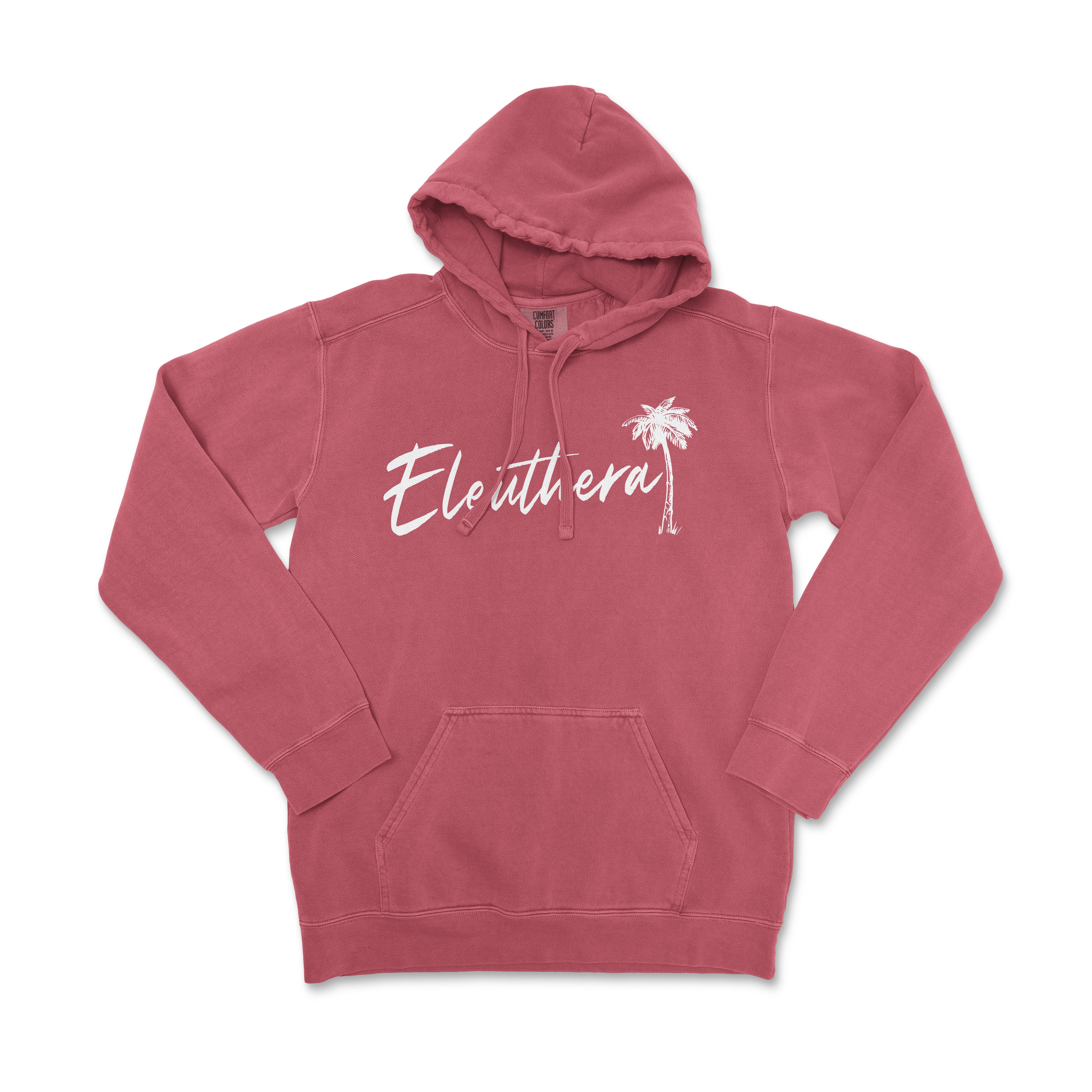 a red hoodie with the word elathern written in white