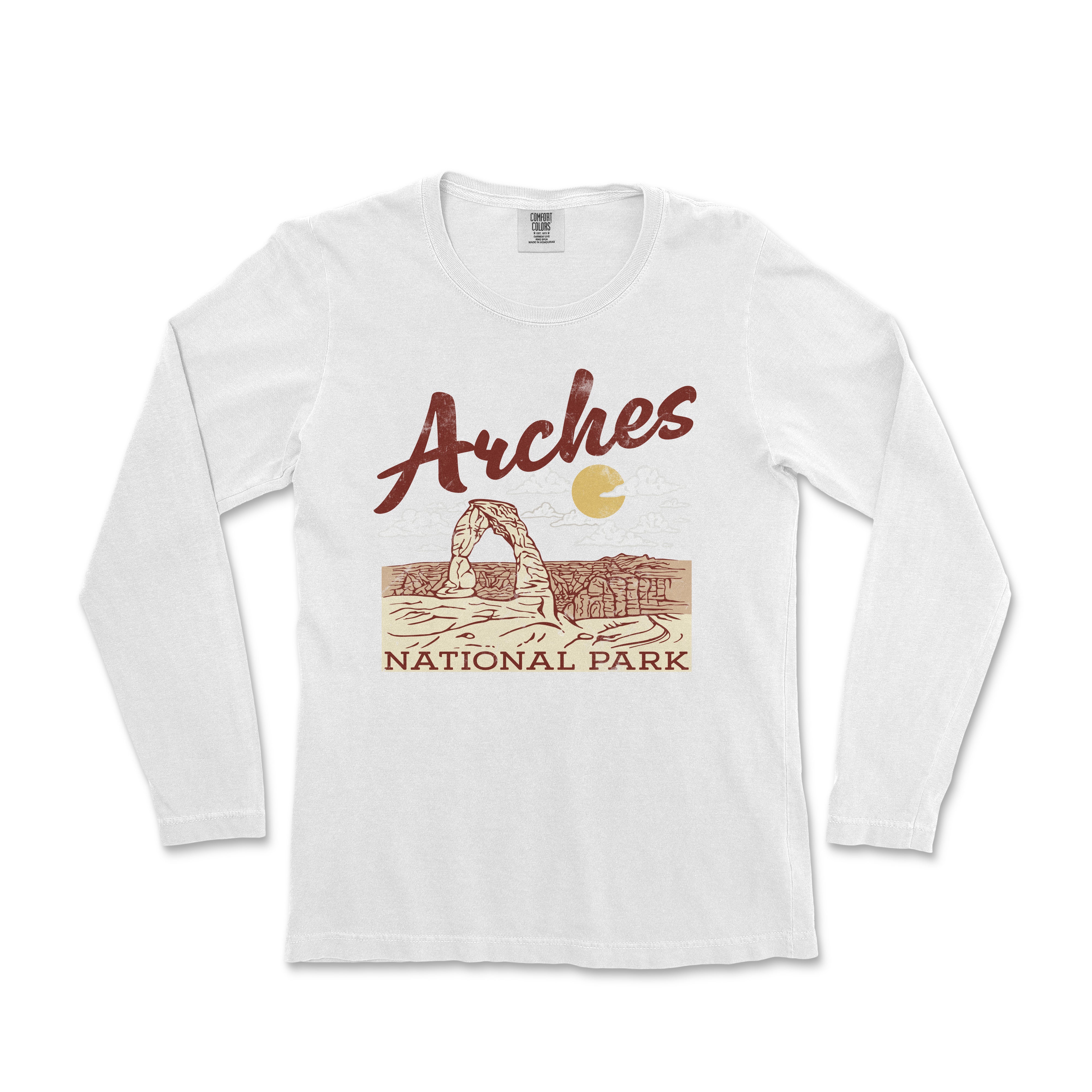 a white shirt with the words arches national park on it