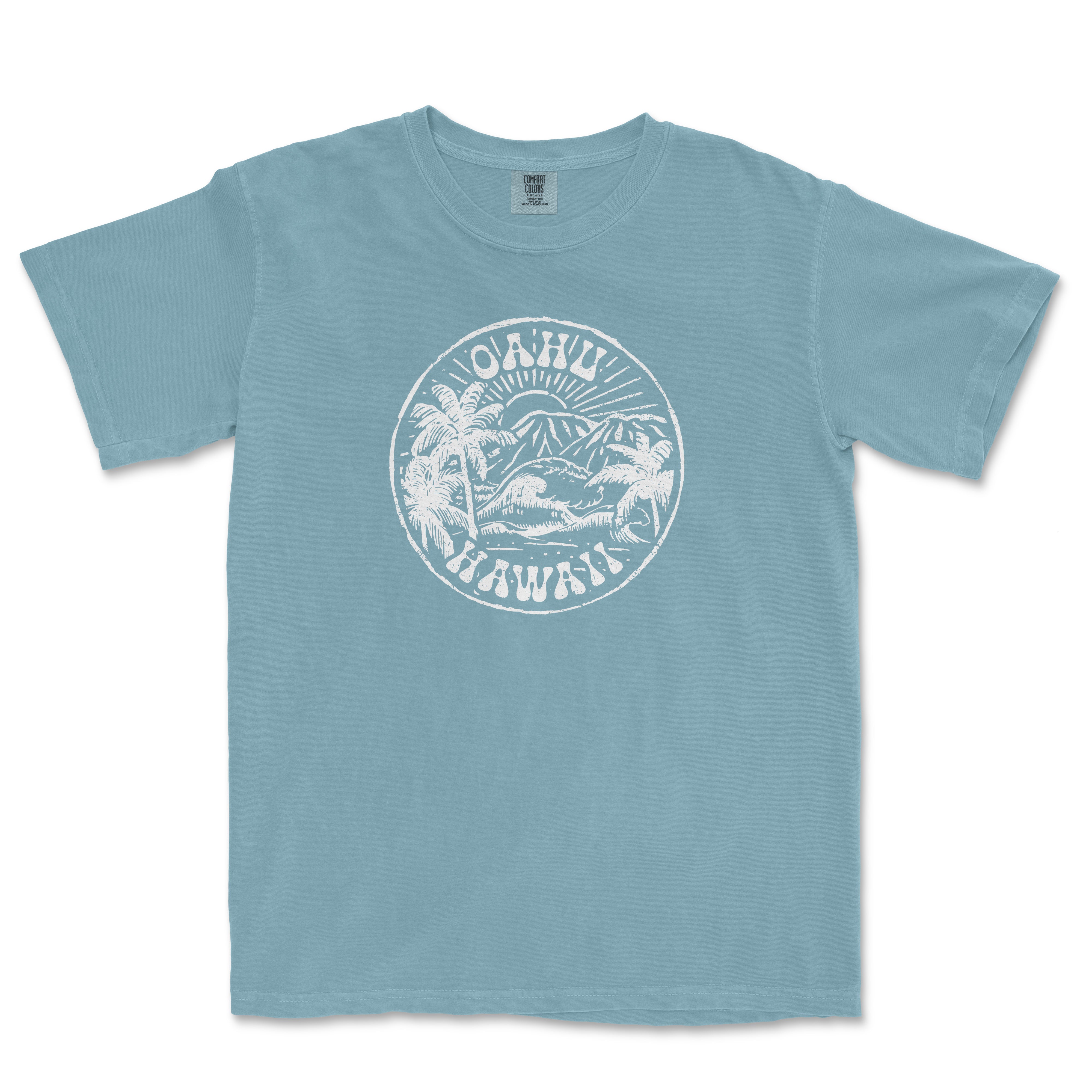 a blue t - shirt with the words oahui on it