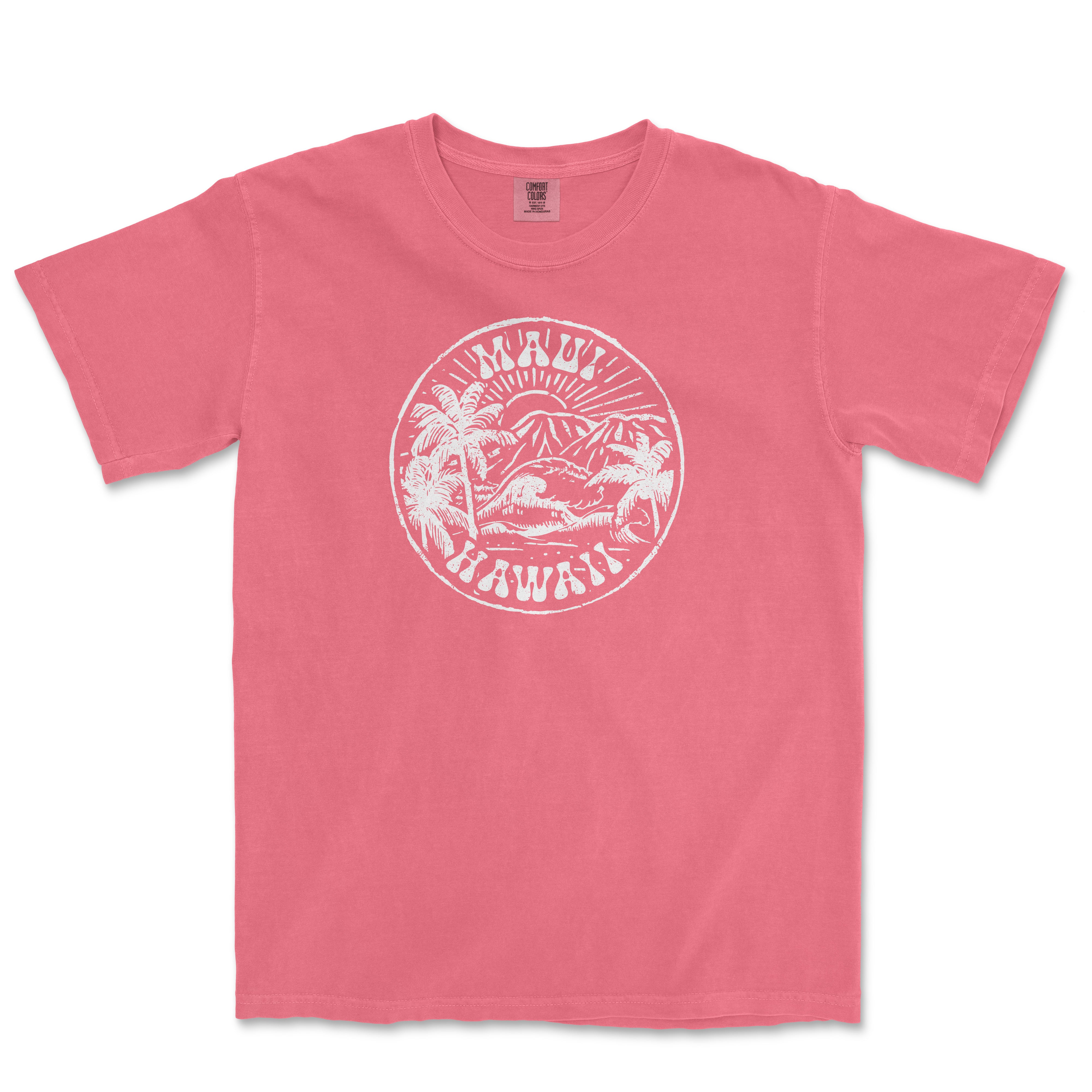 a pink t - shirt with the words hawaii on it