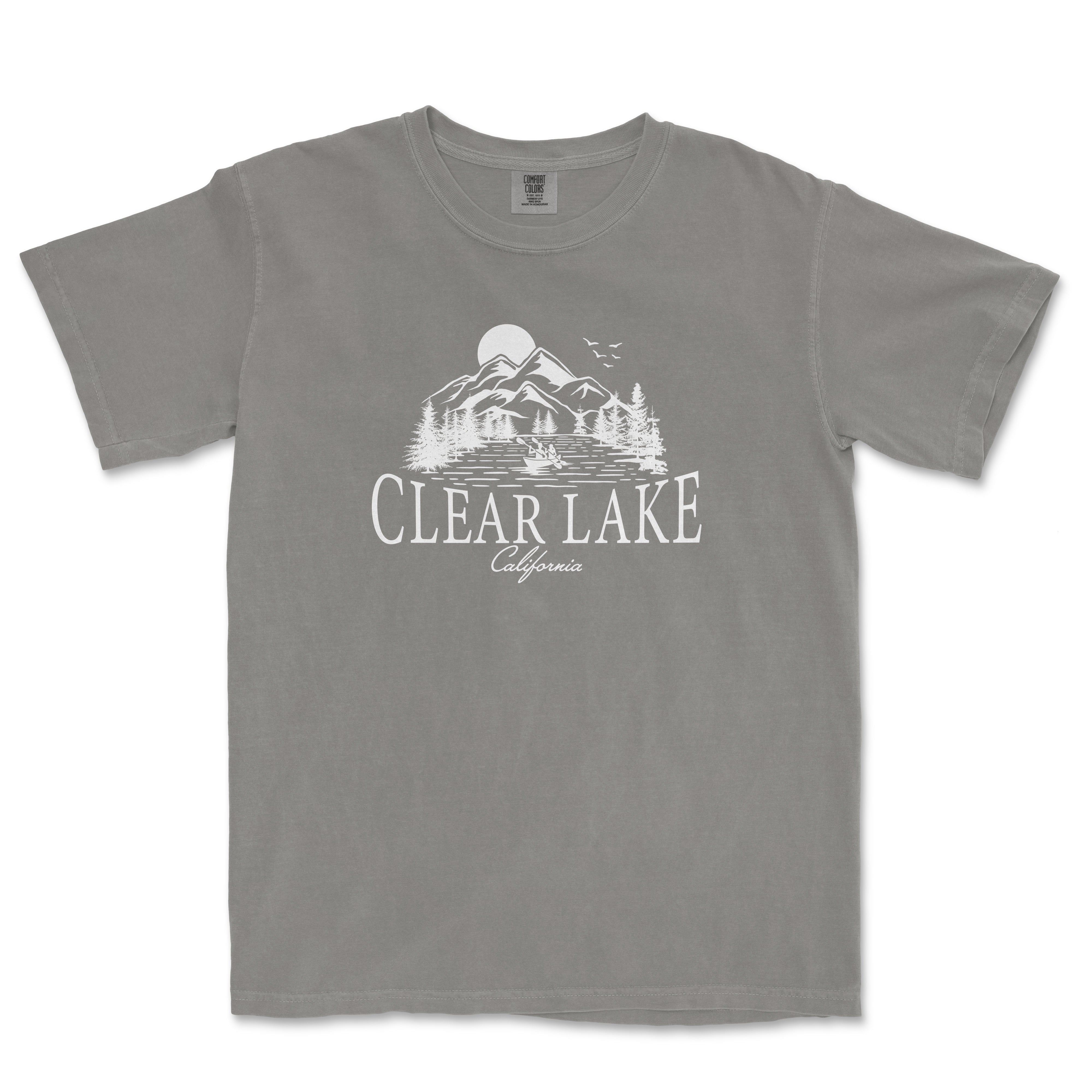 a gray shirt that says clear lake on it