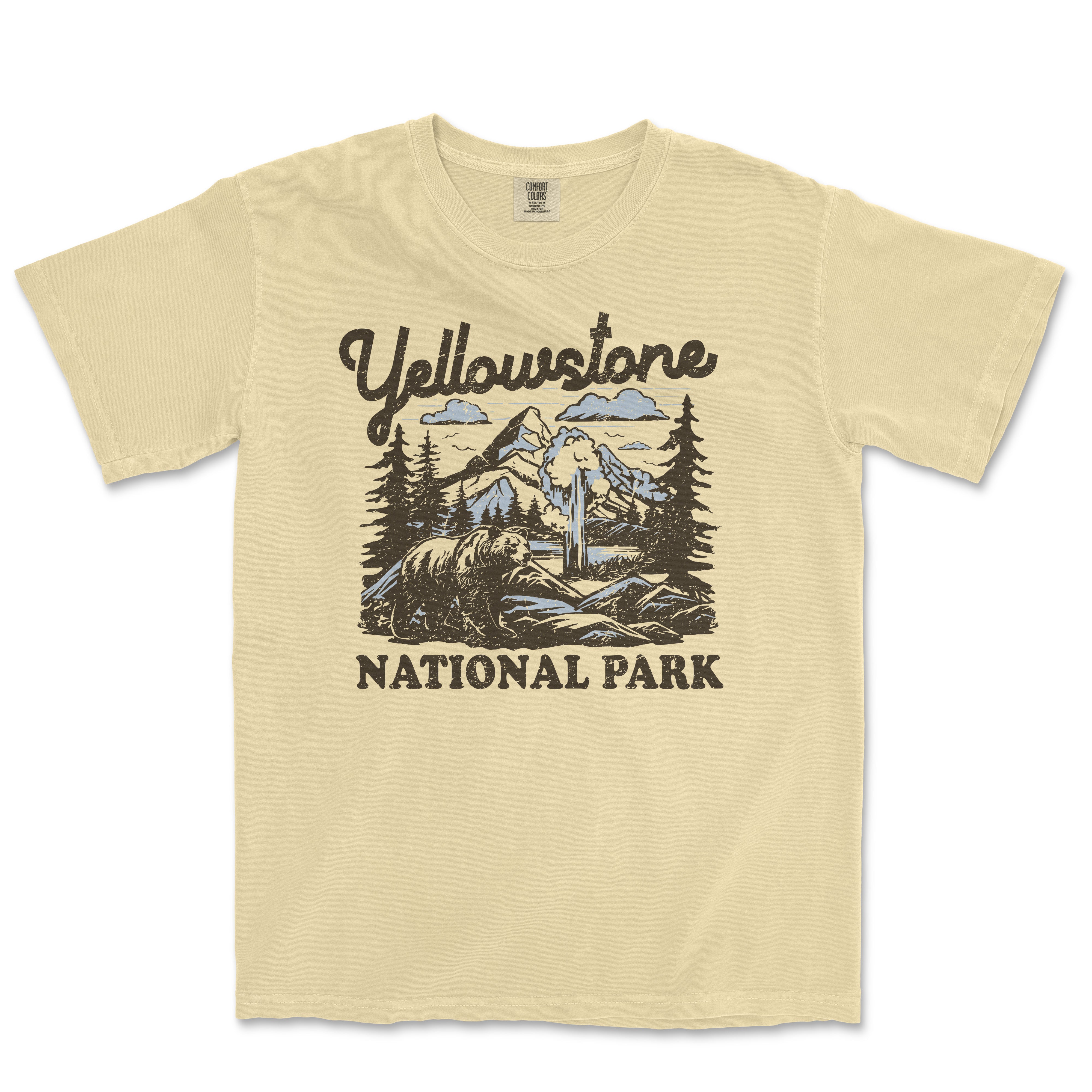 a yellow yellowstone national park t - shirt