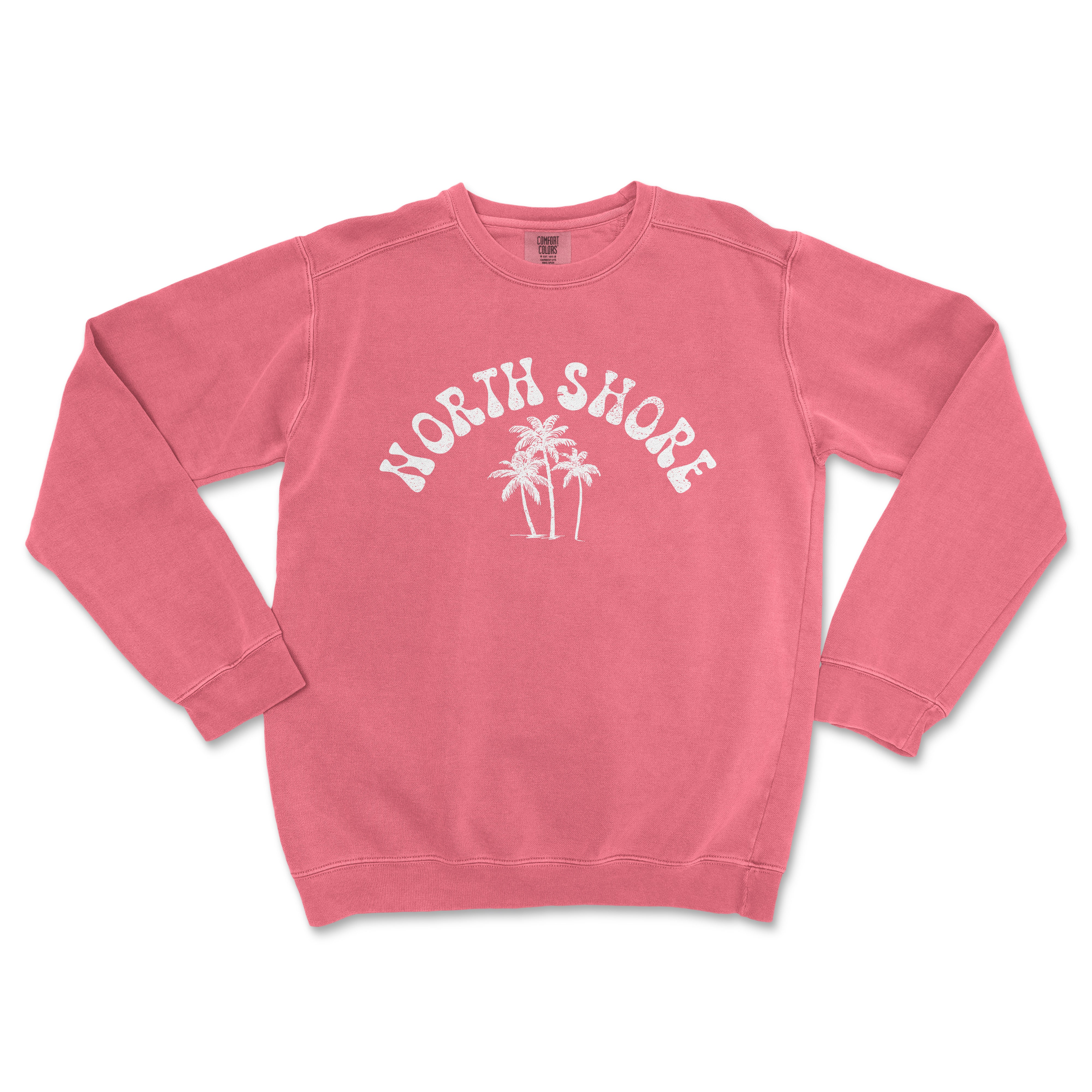 a pink sweatshirt with the words north shore on it