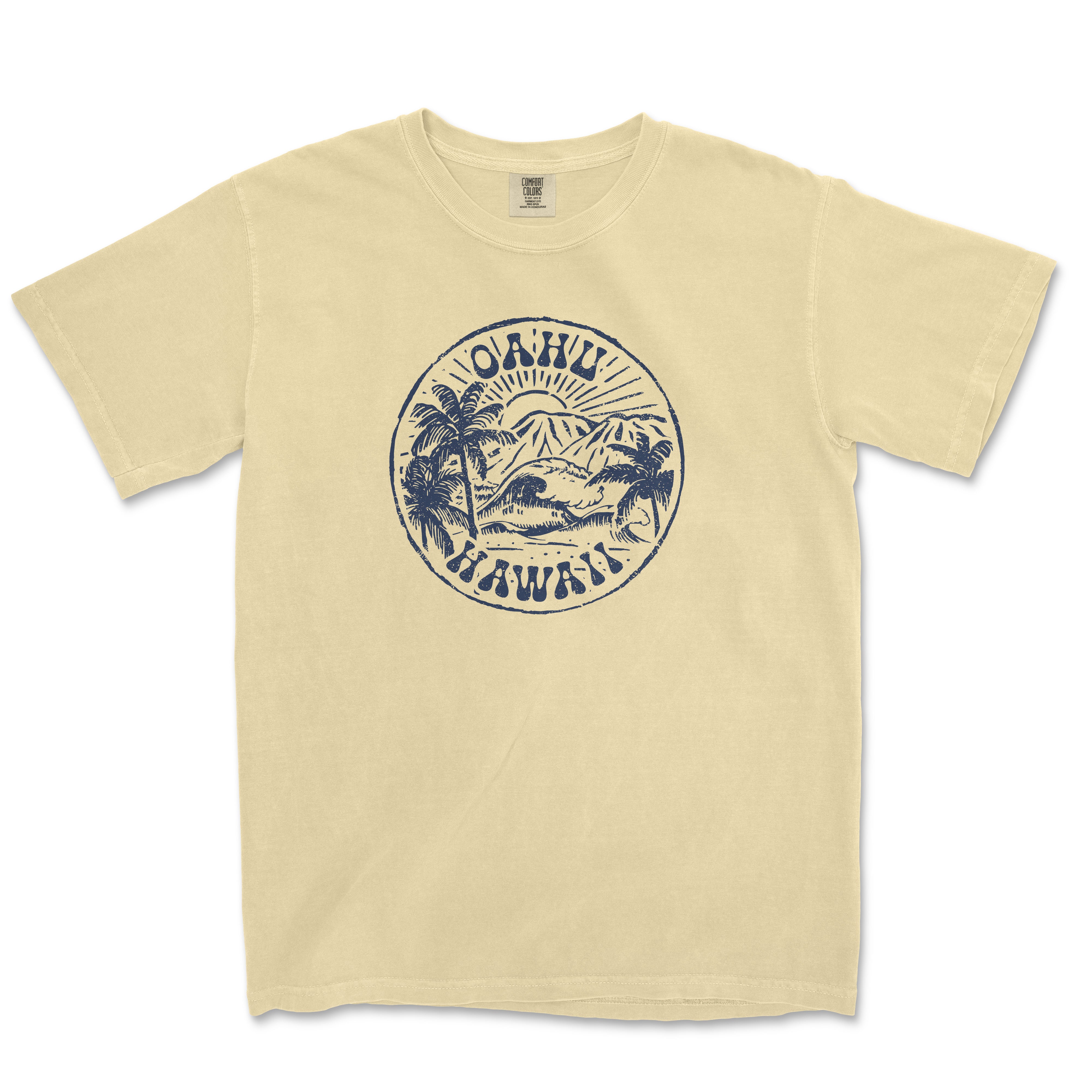 a yellow t - shirt with the words oahuu on it