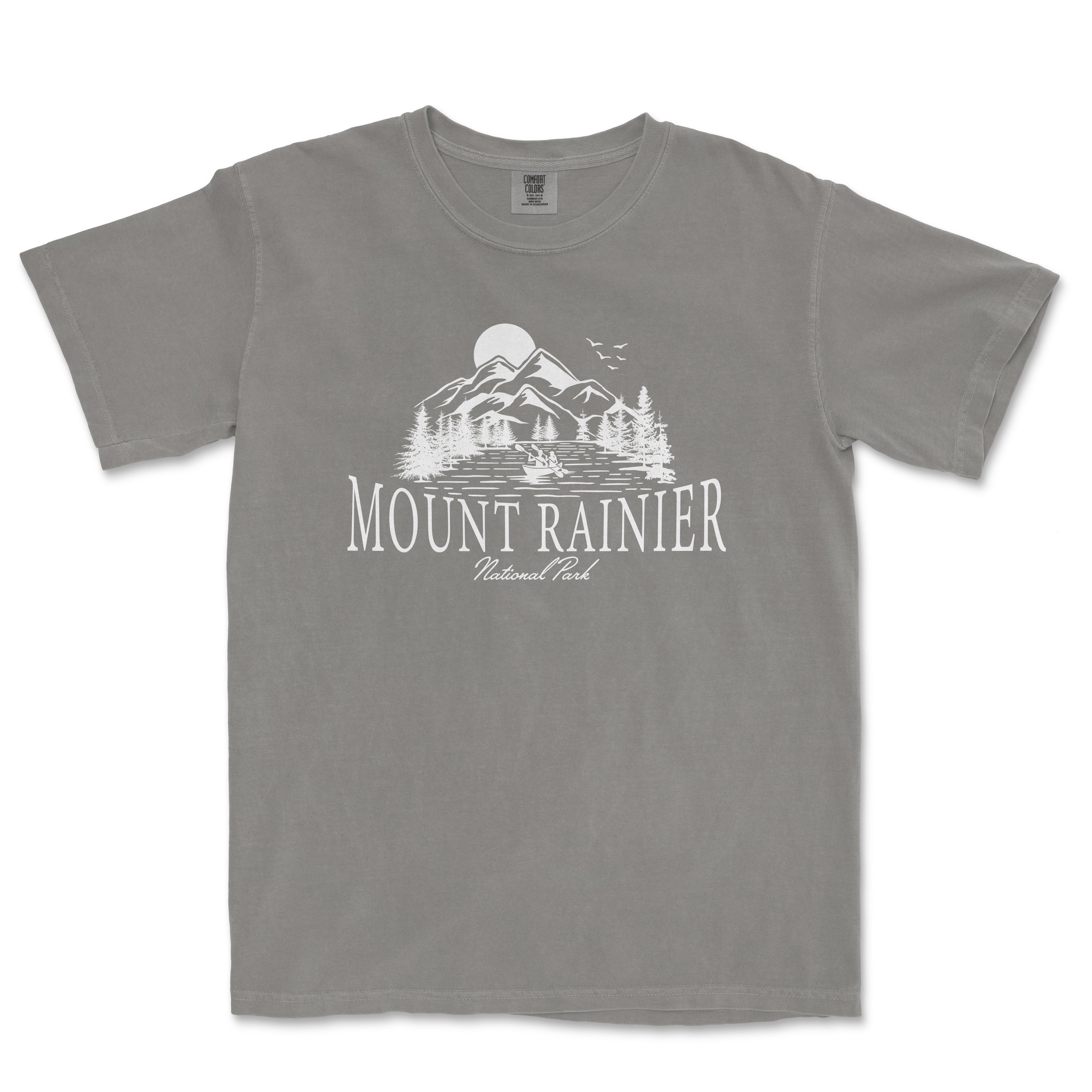 a gray t - shirt that says mount rainier