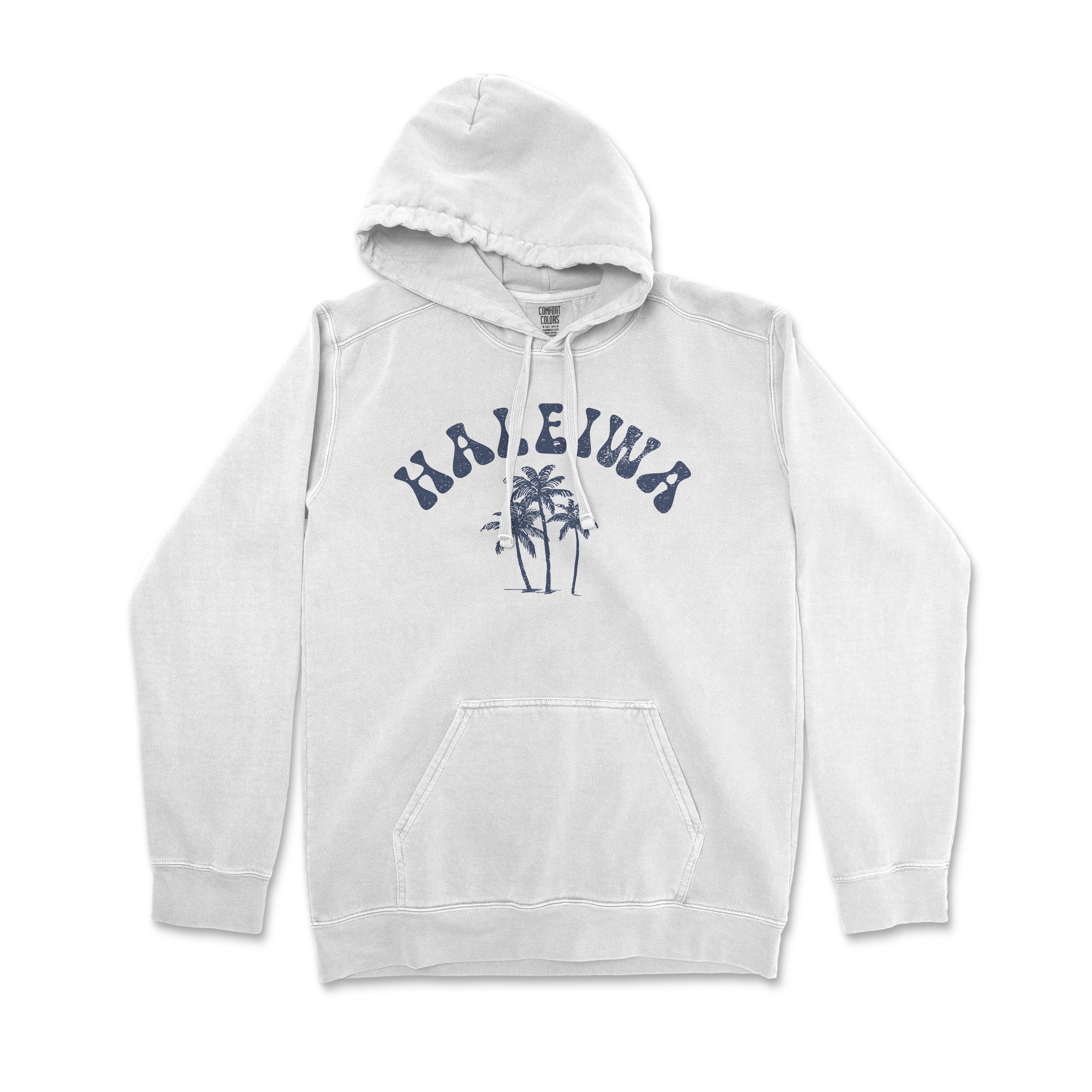 a white hoodie with a palm tree on it