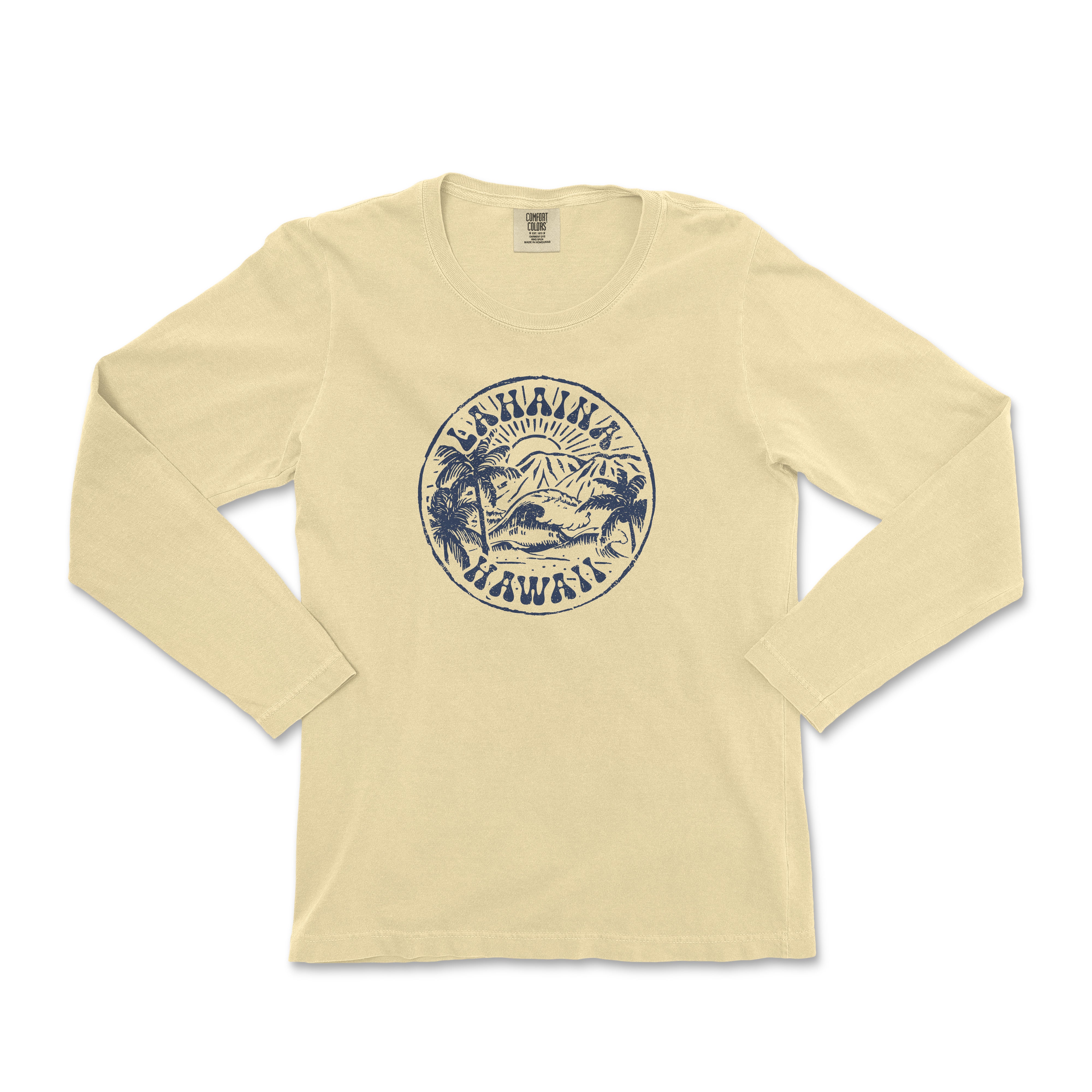 a women's long sleeve t - shirt with the words hawaii on it