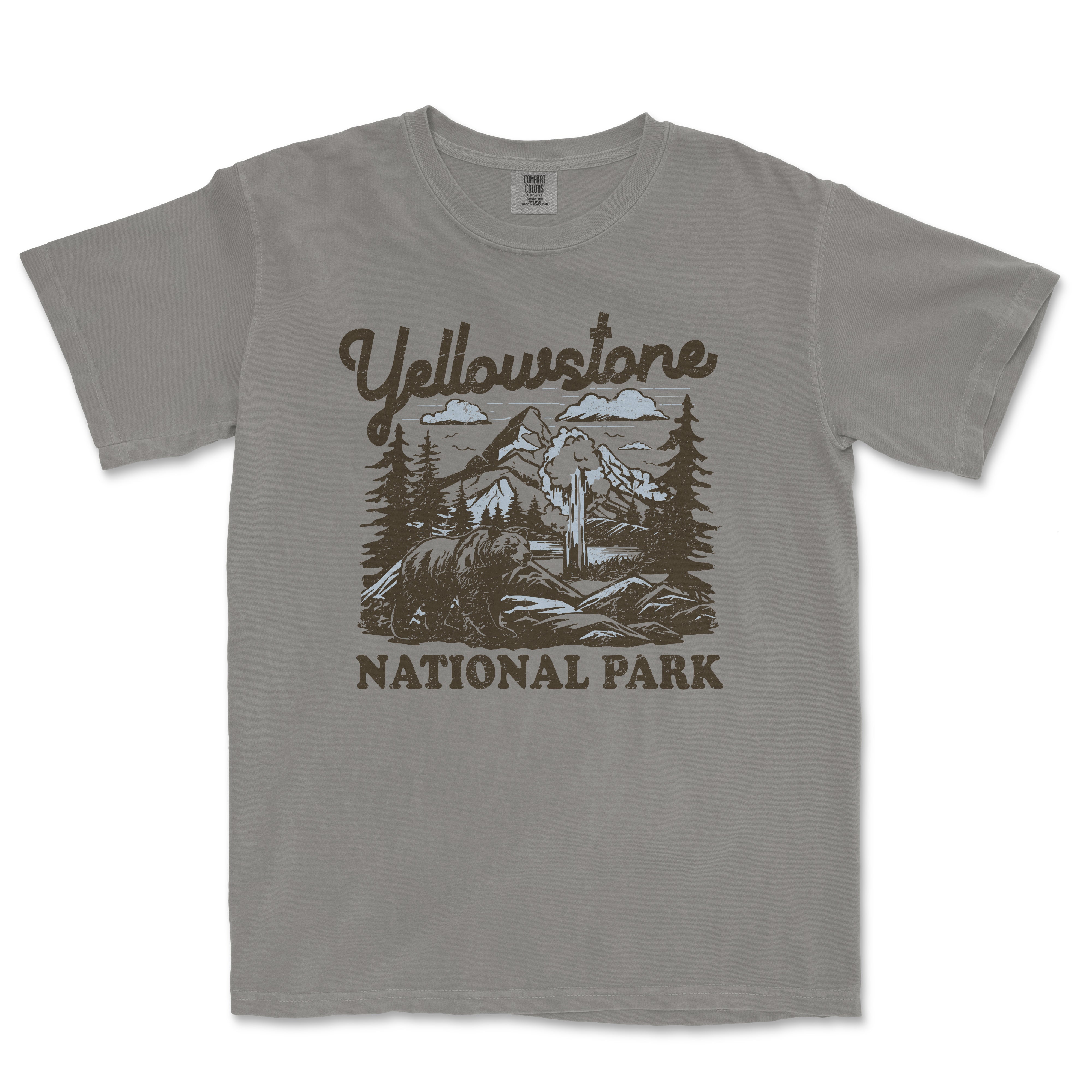 a gray yellowstone national park t - shirt