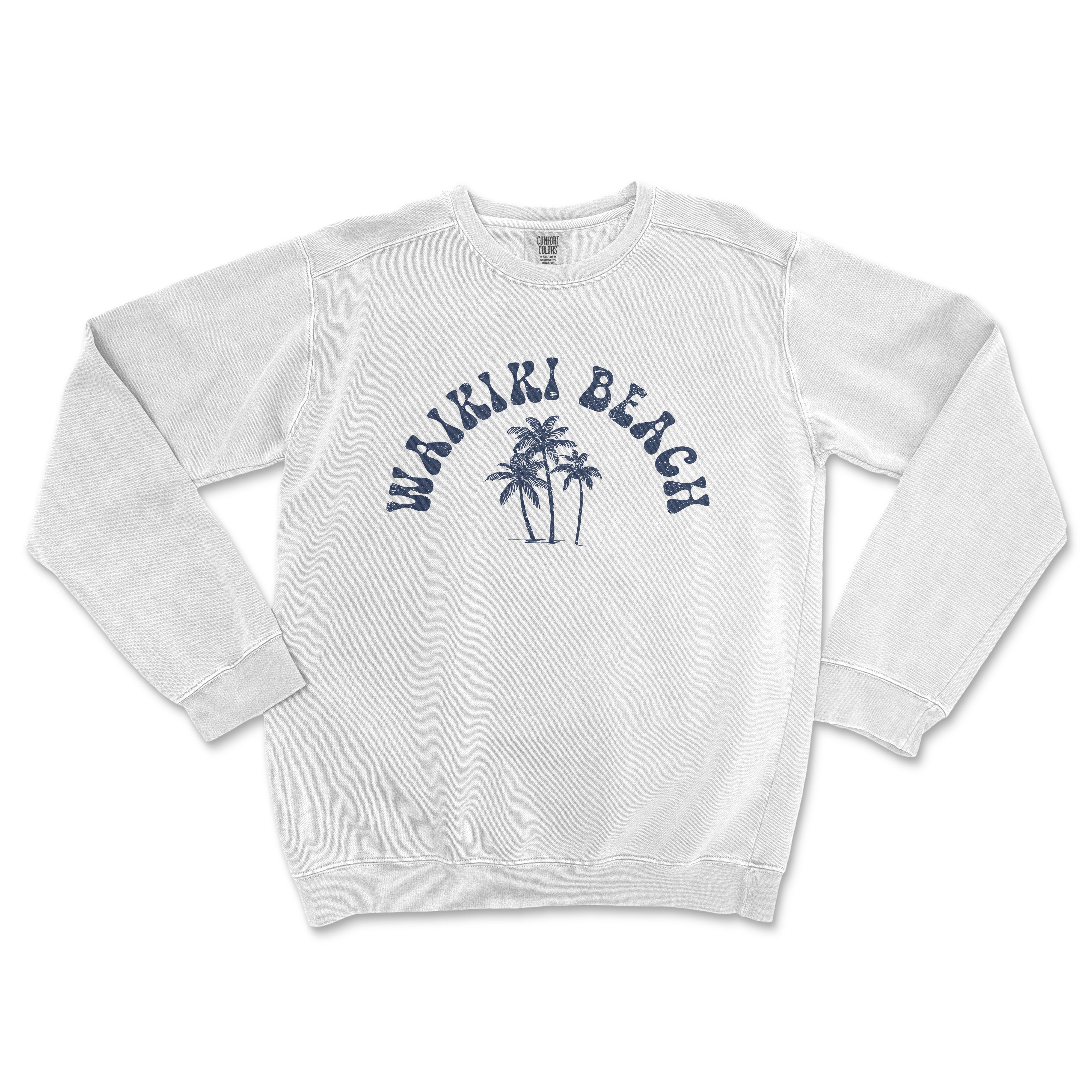 a white sweatshirt with a palm tree on it