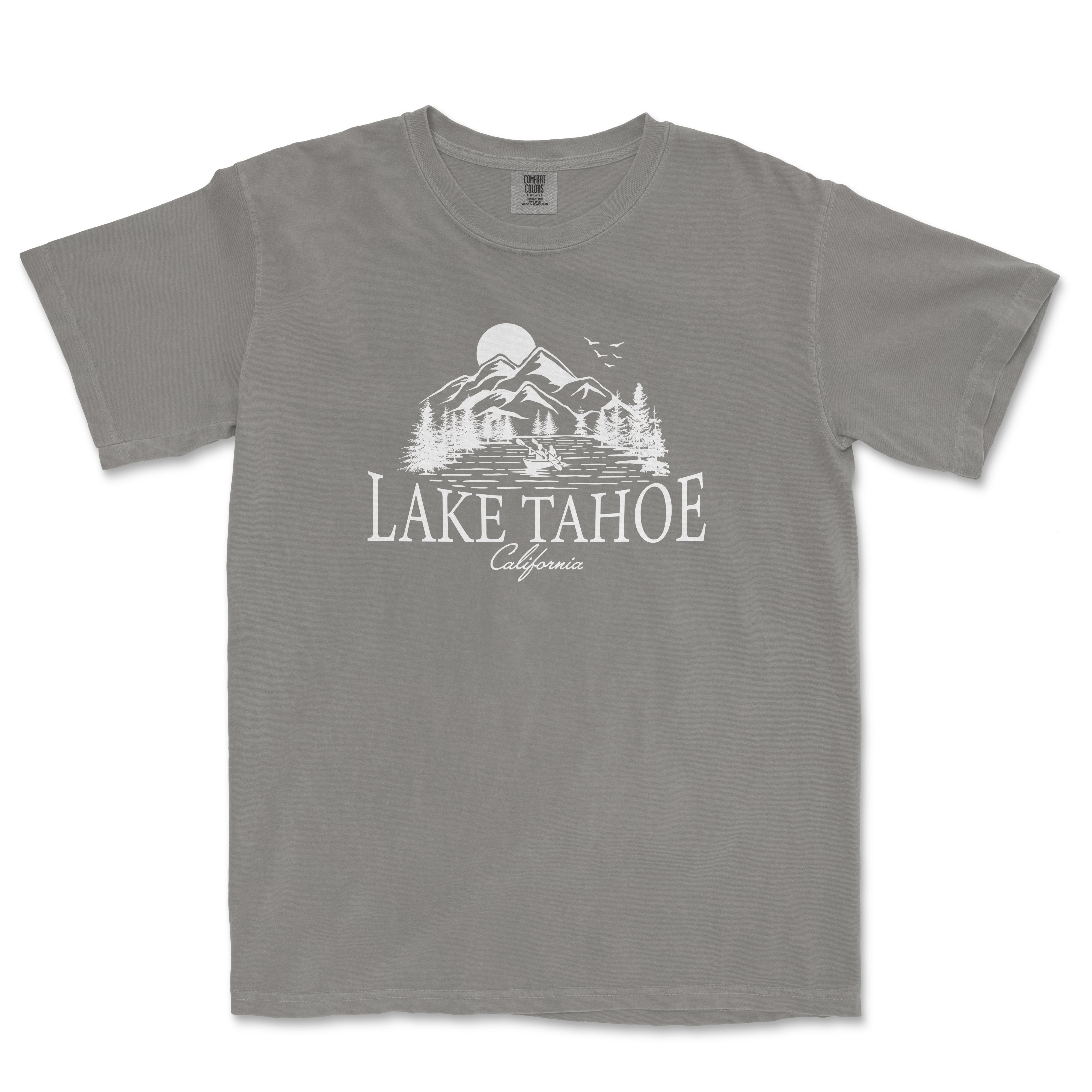 a gray lake tahoe t - shirt on a white background