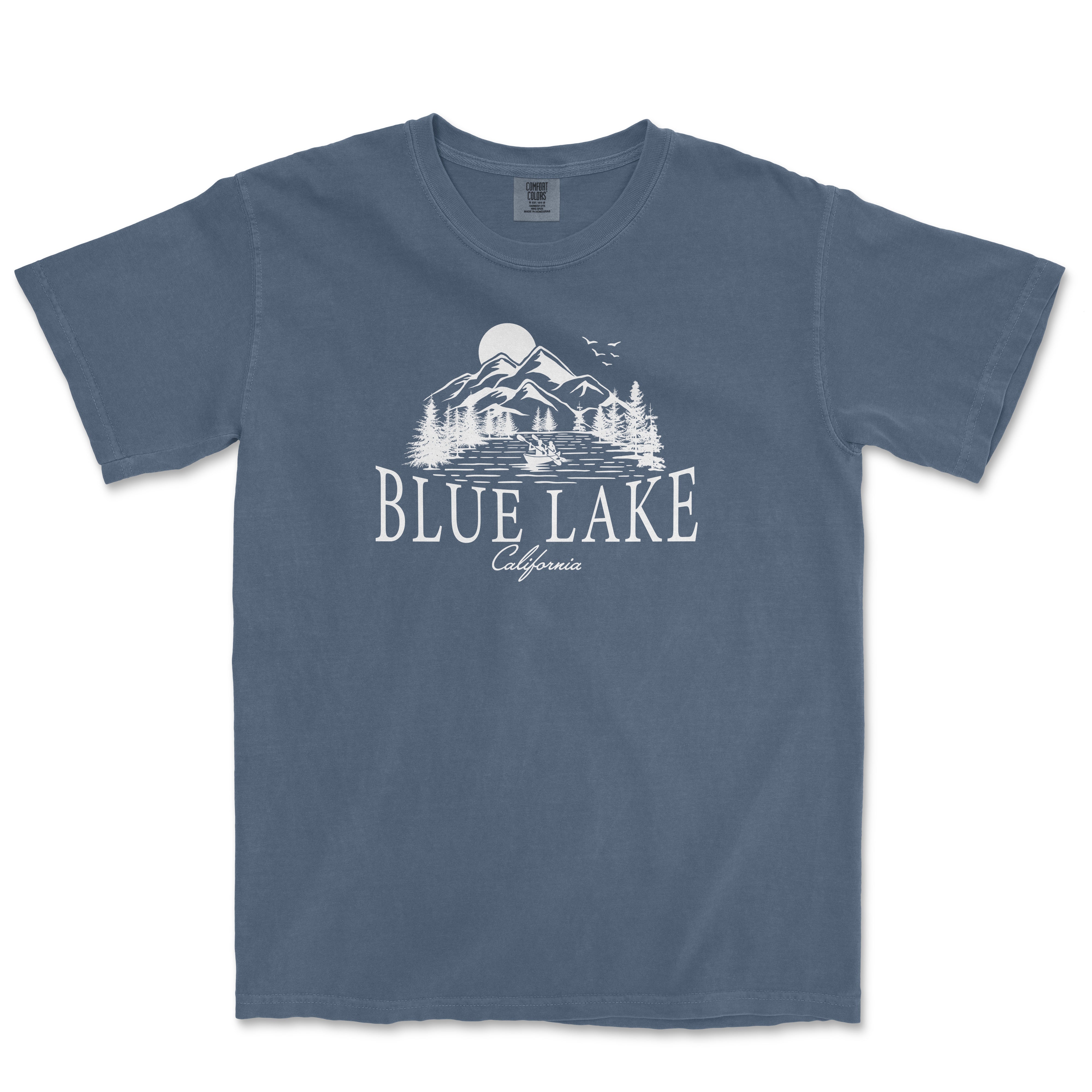 a blue lake t - shirt with the words blue lake on it