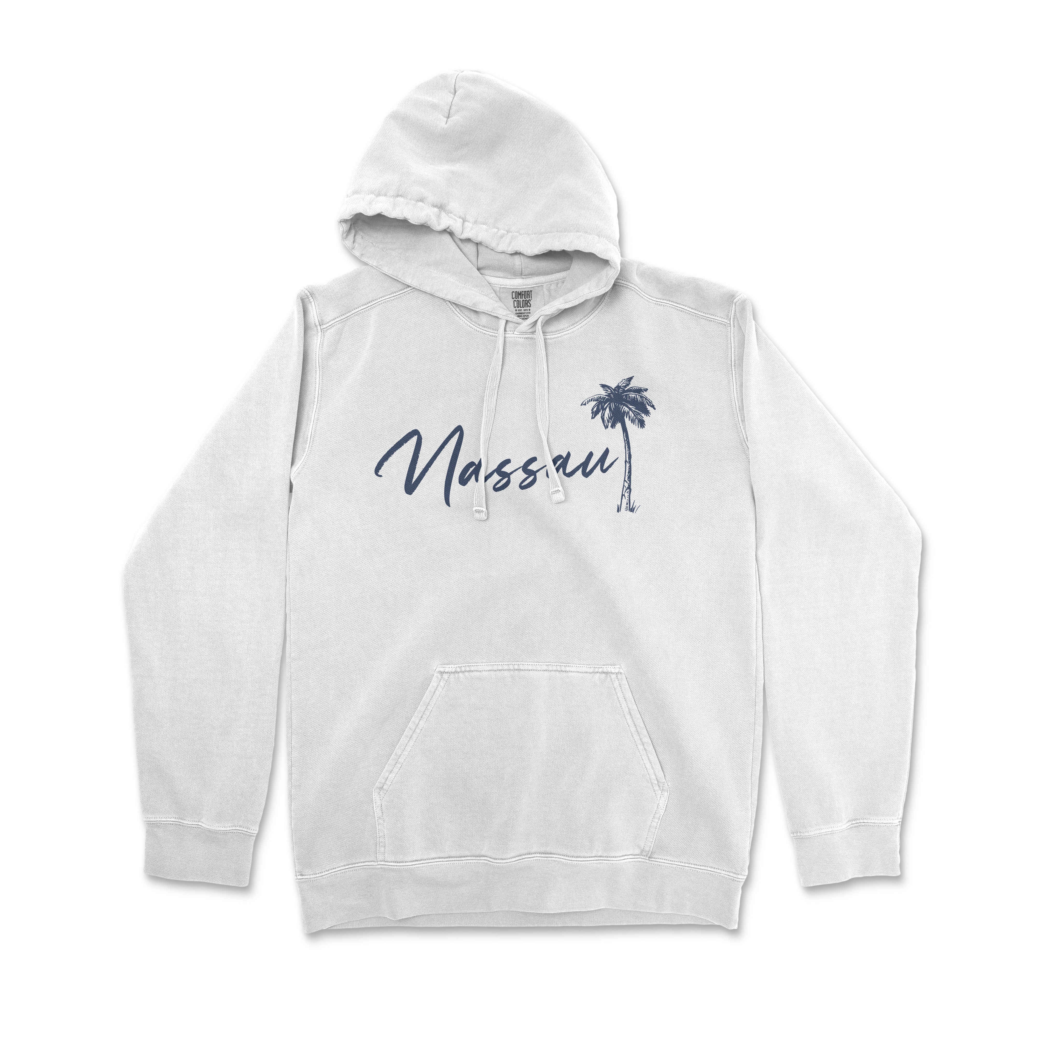 a white sweatshirt with a palm tree on it