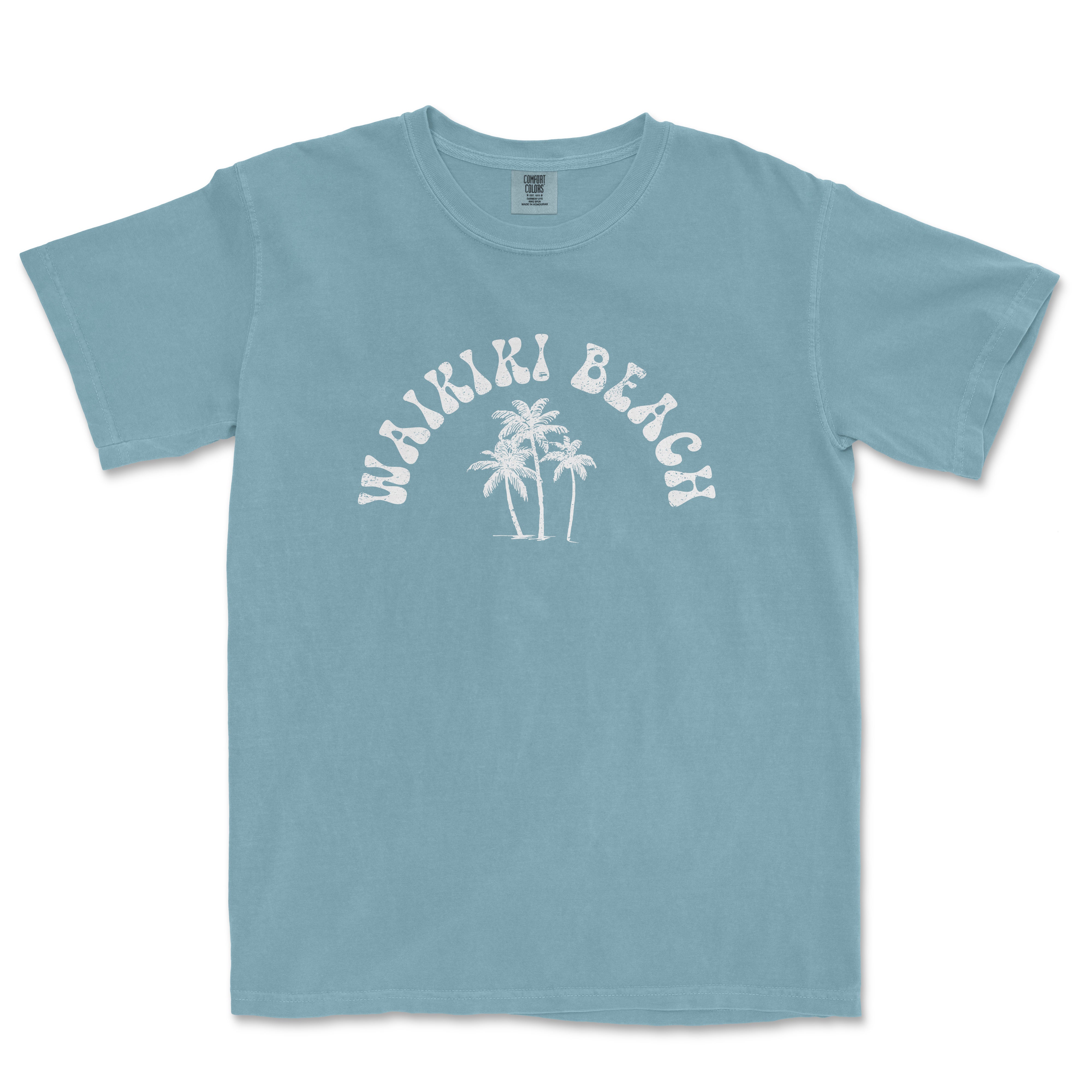 a blue t - shirt with the words waiki beach on it