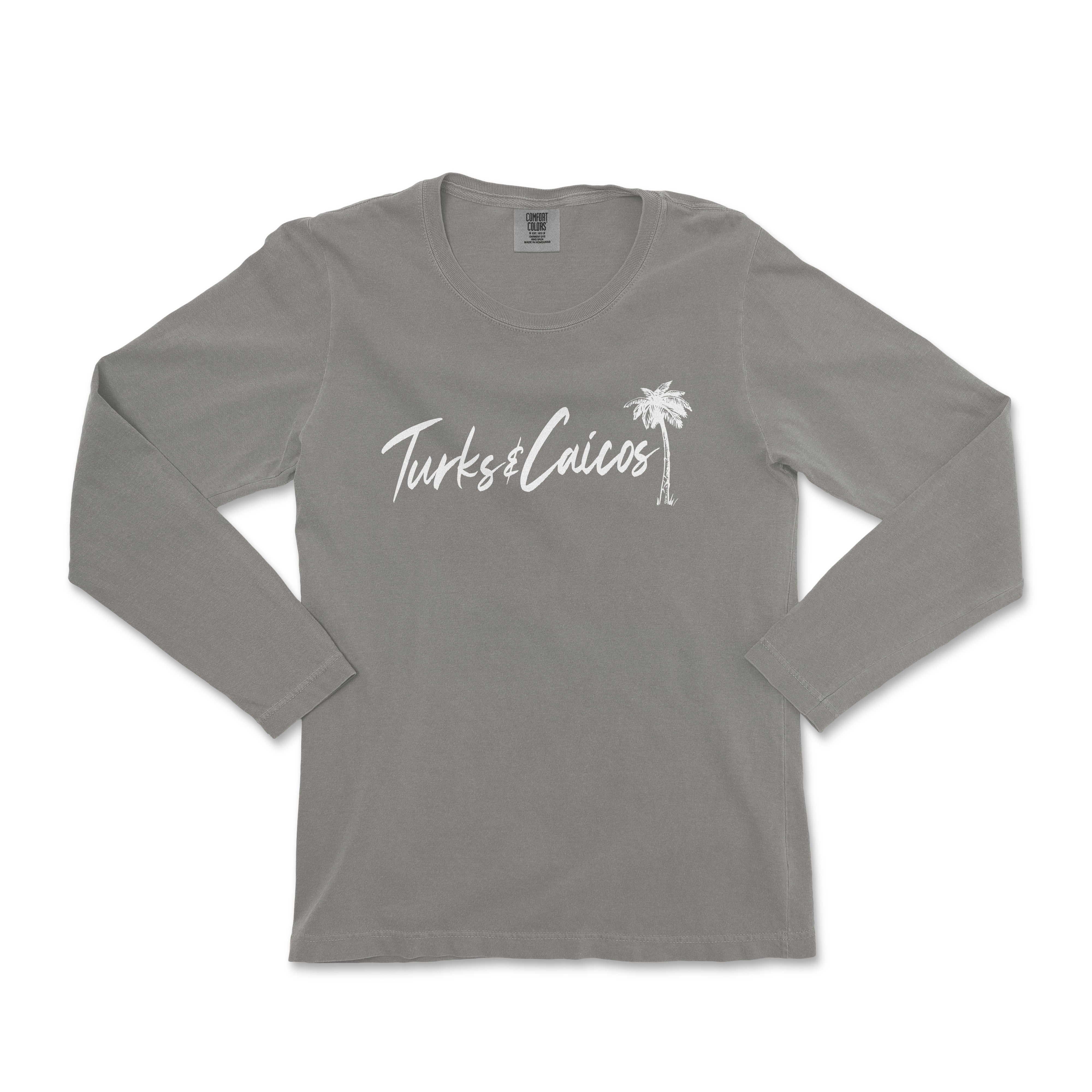 a women's long - sleeved shirt with a palm tree and the words