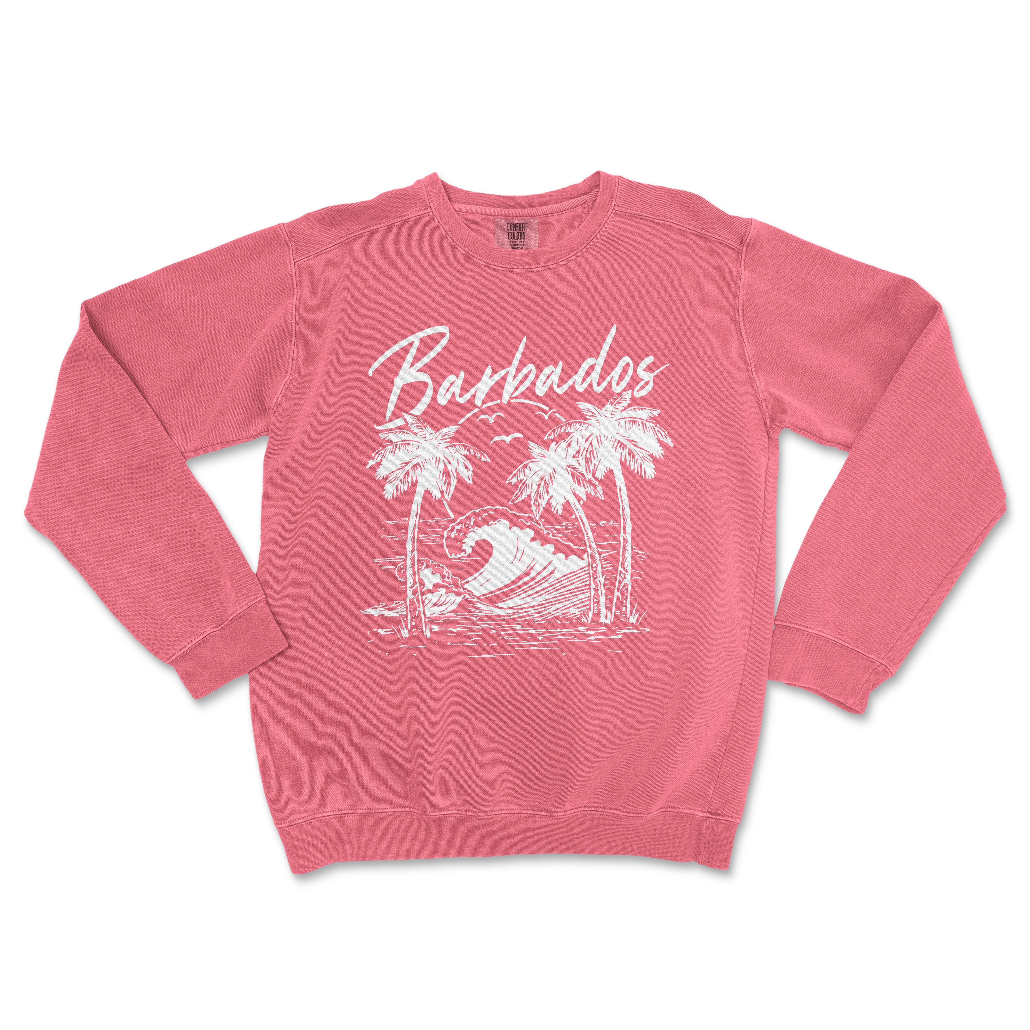 a pink sweatshirt with the words barbados on it