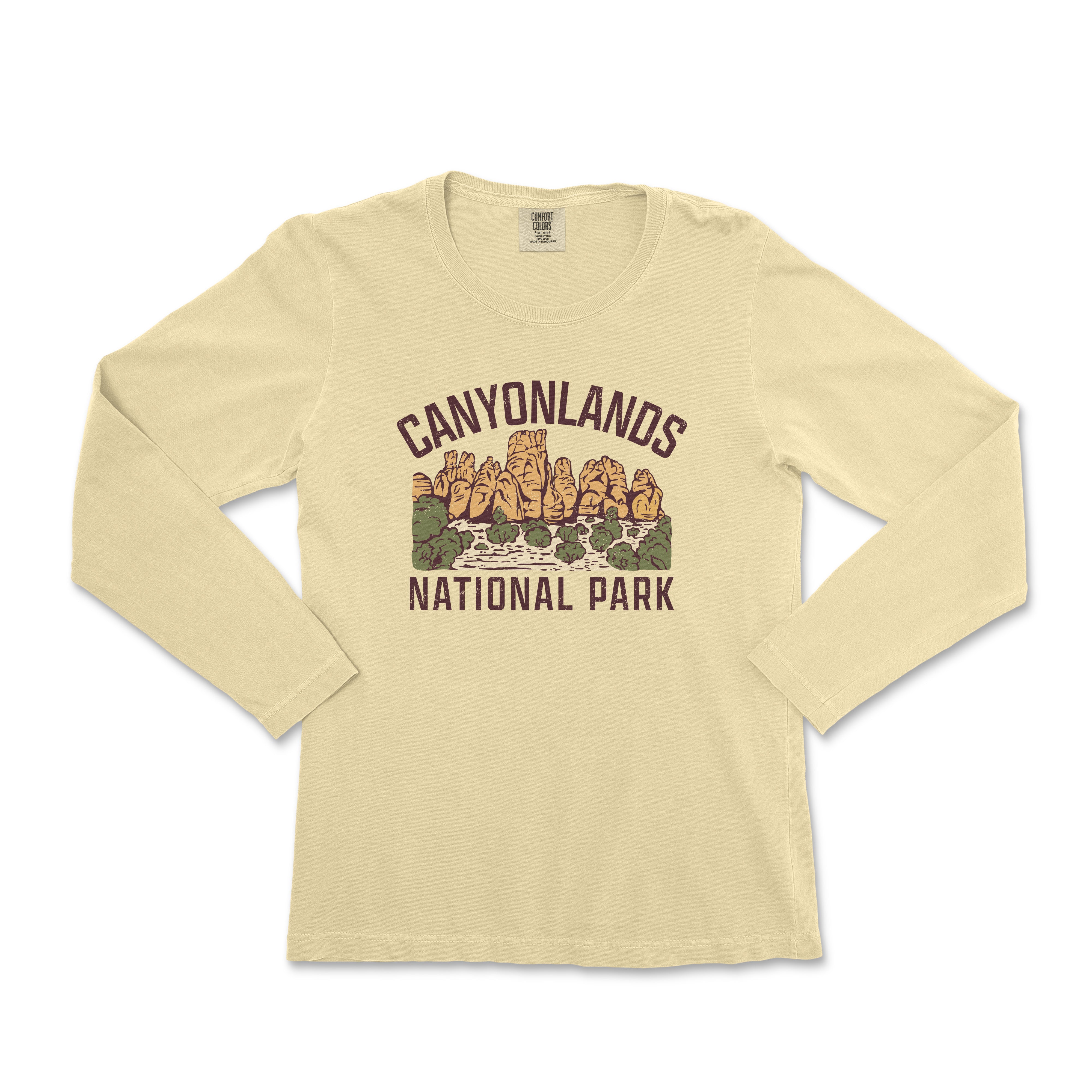 a women's long sleeve shirt with the words canyonlands national park on it