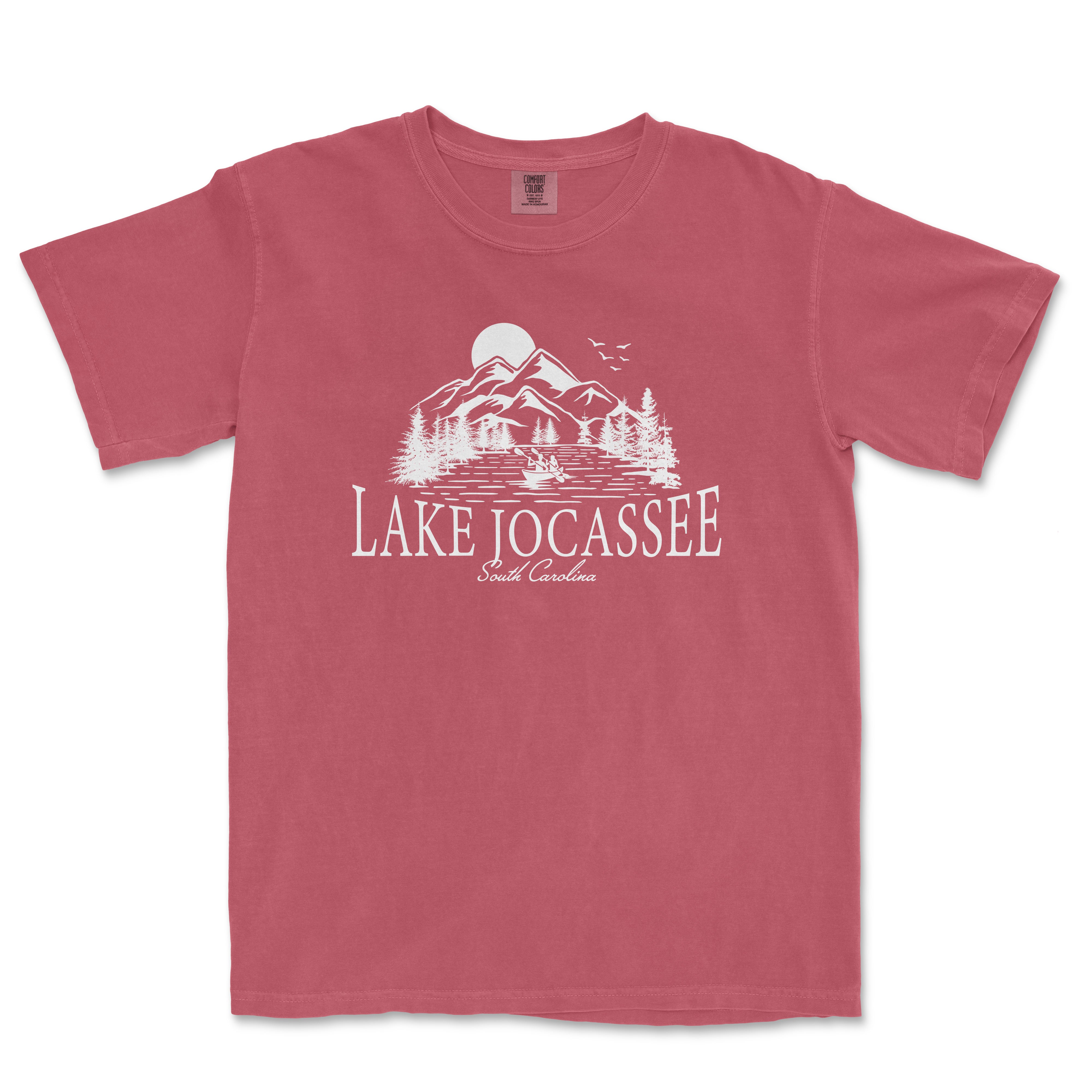 a red shirt with the words lake togassee on it