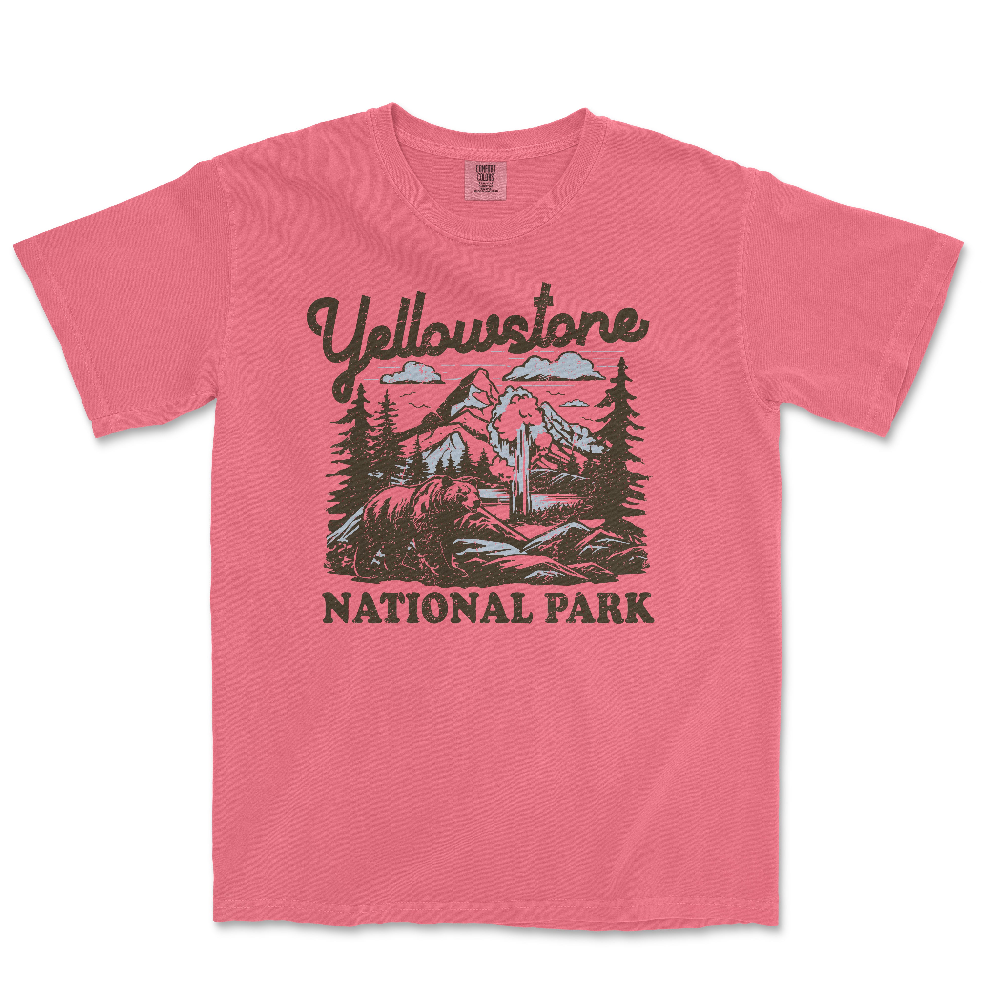 a pink yellowstone national park t - shirt