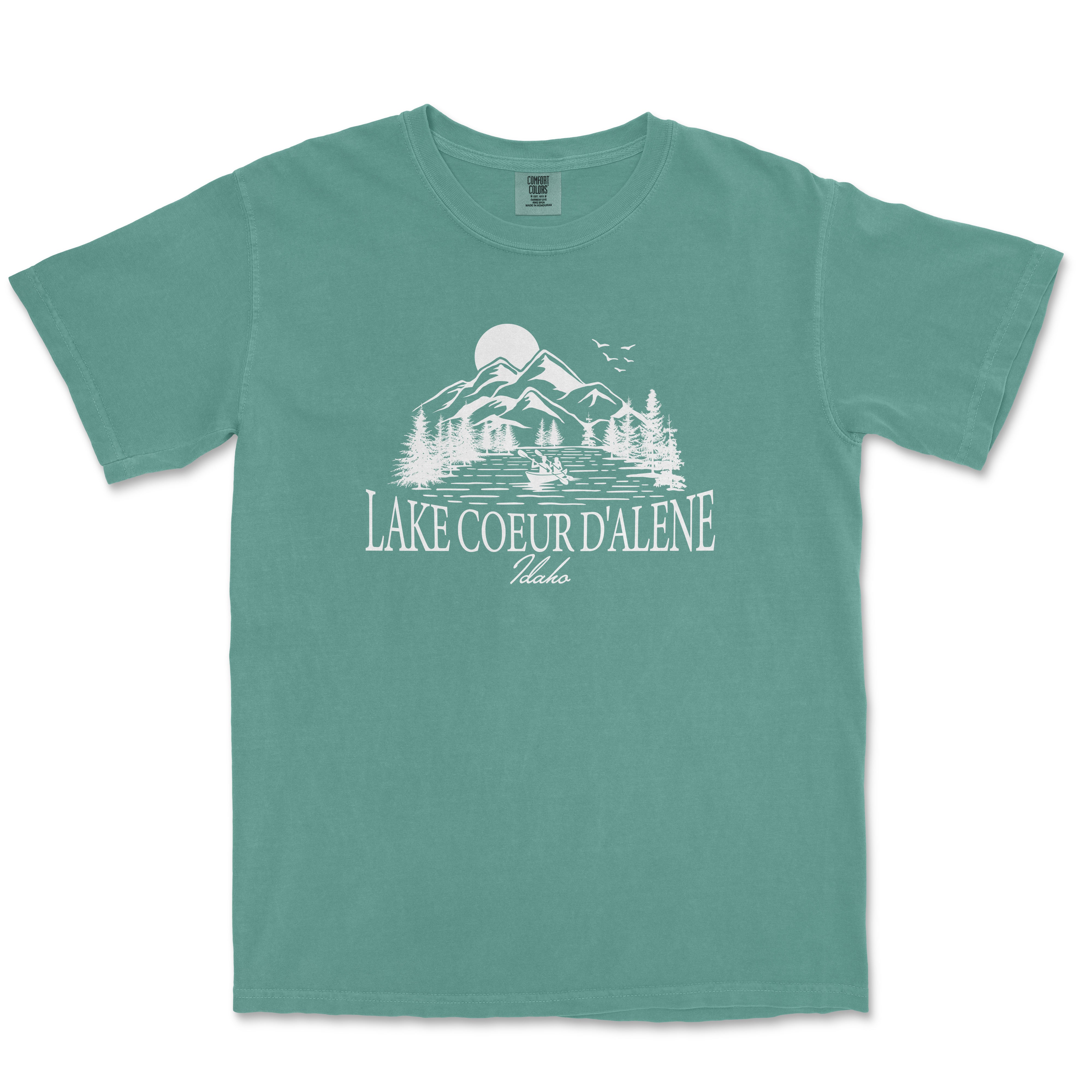 a lake coeur d'alene t - shirt with the words lake coe