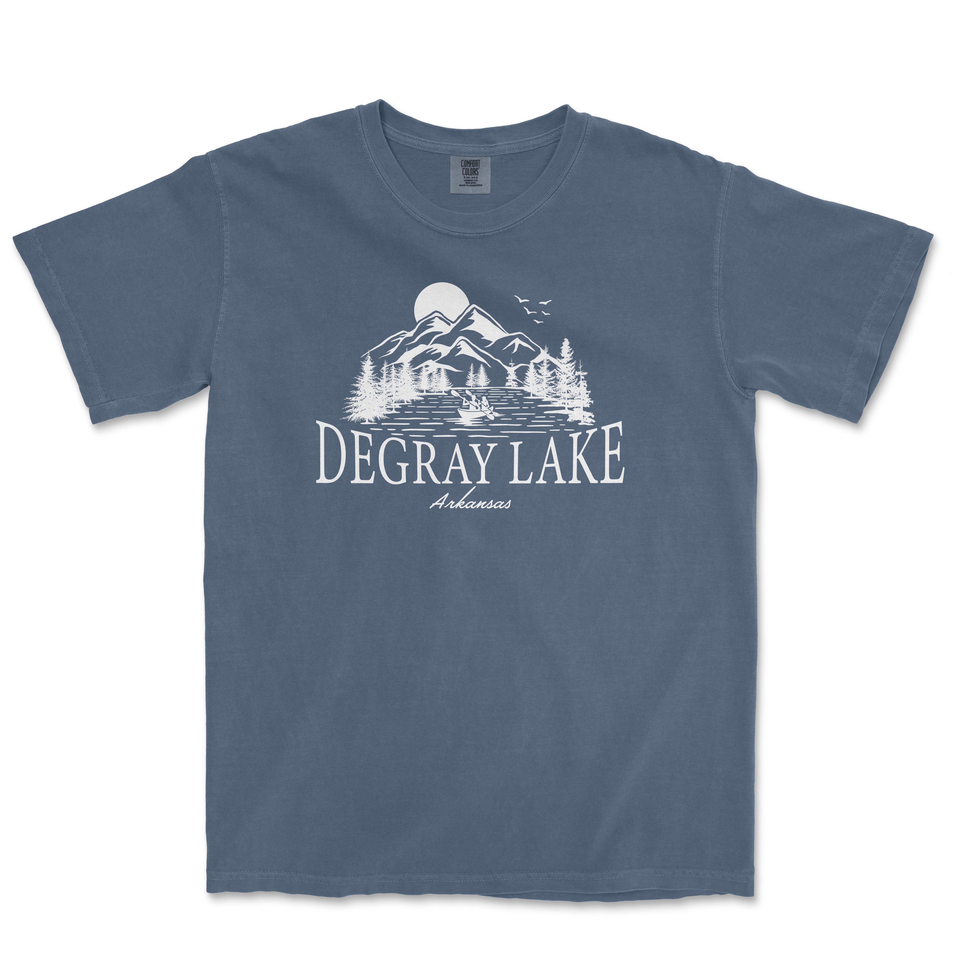 a blue t - shirt with the words decay lake on it