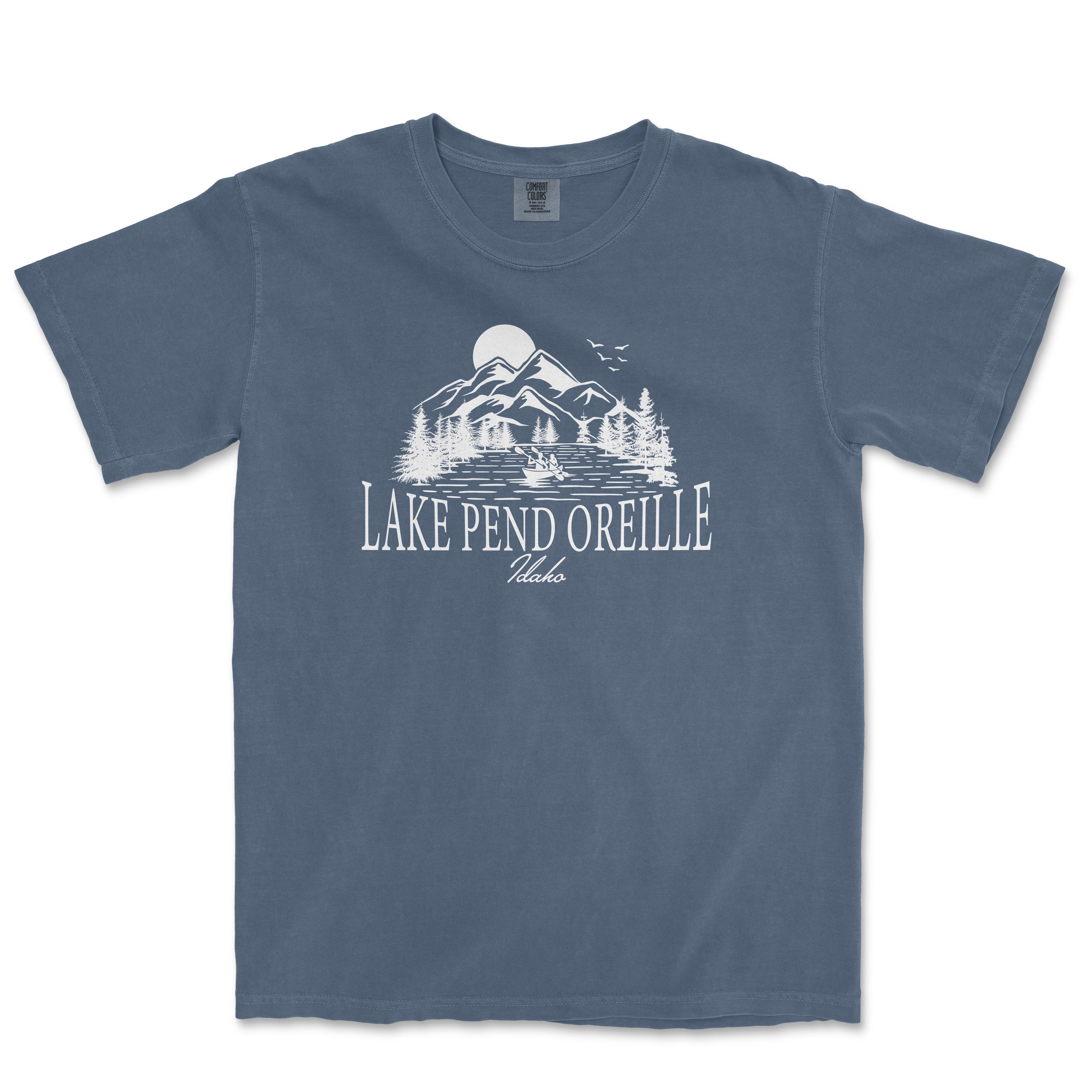 a blue t - shirt with the words lake pend orelle on it