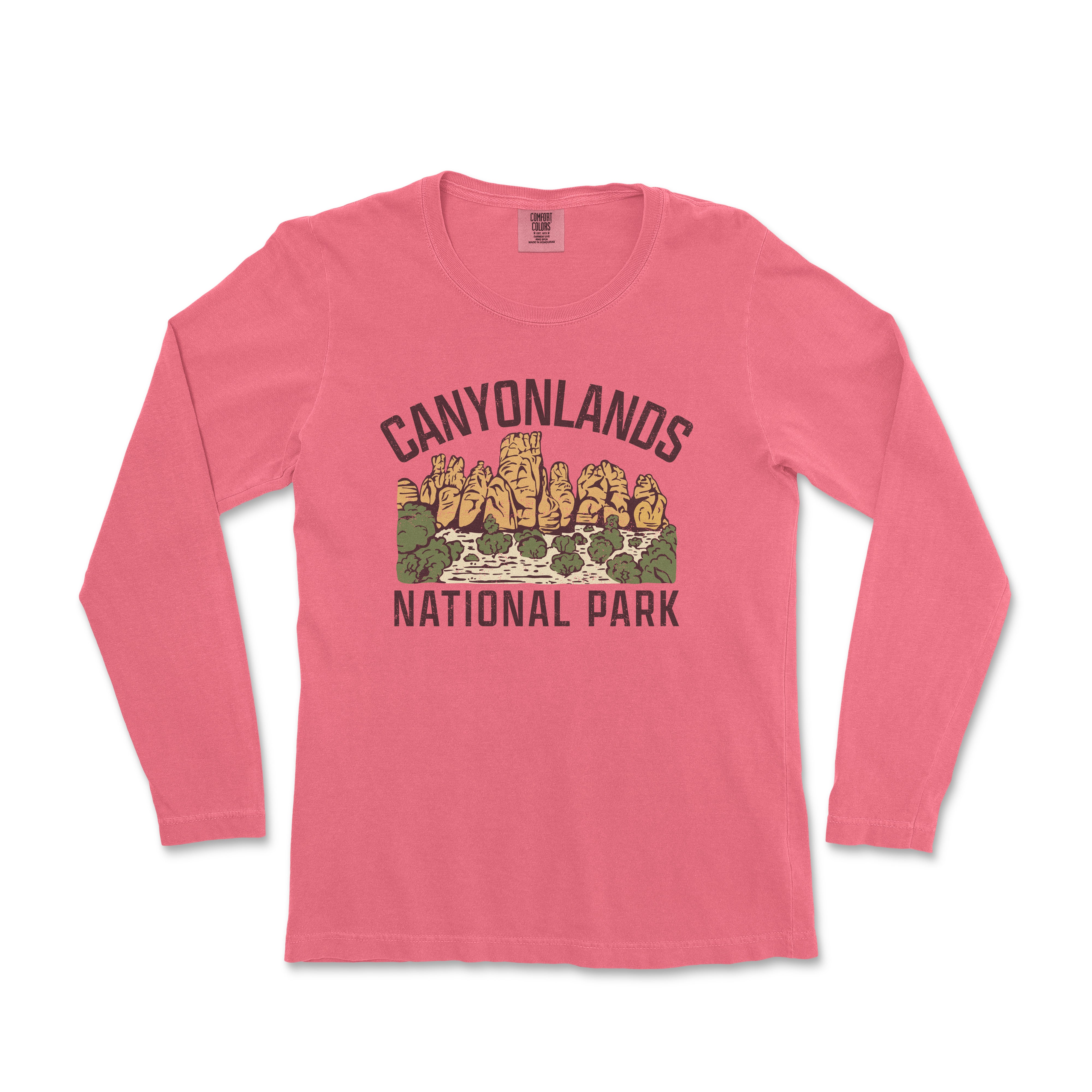 a pink shirt with the words canyonlands national park on it