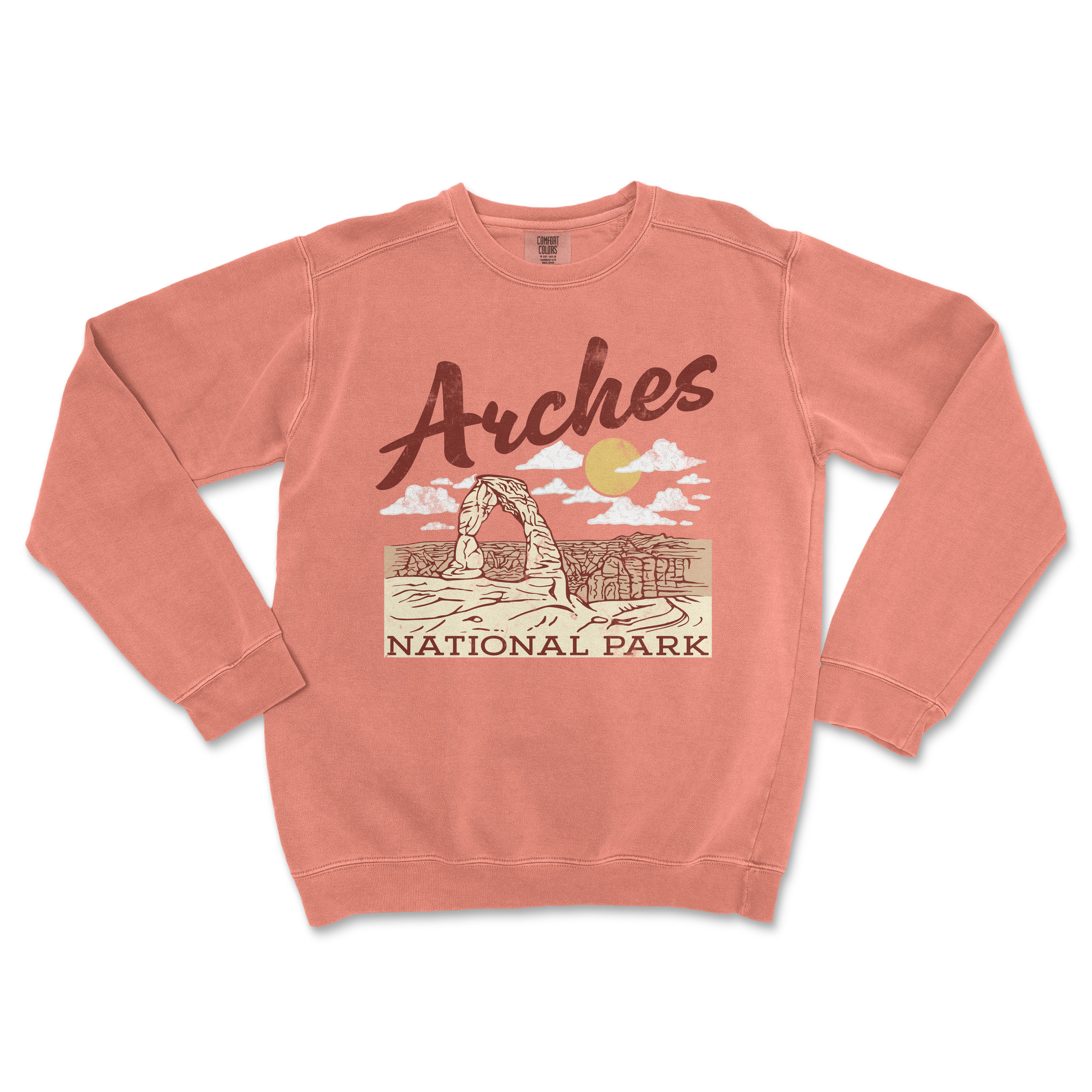 an orange sweatshirt with the words arches national park on it