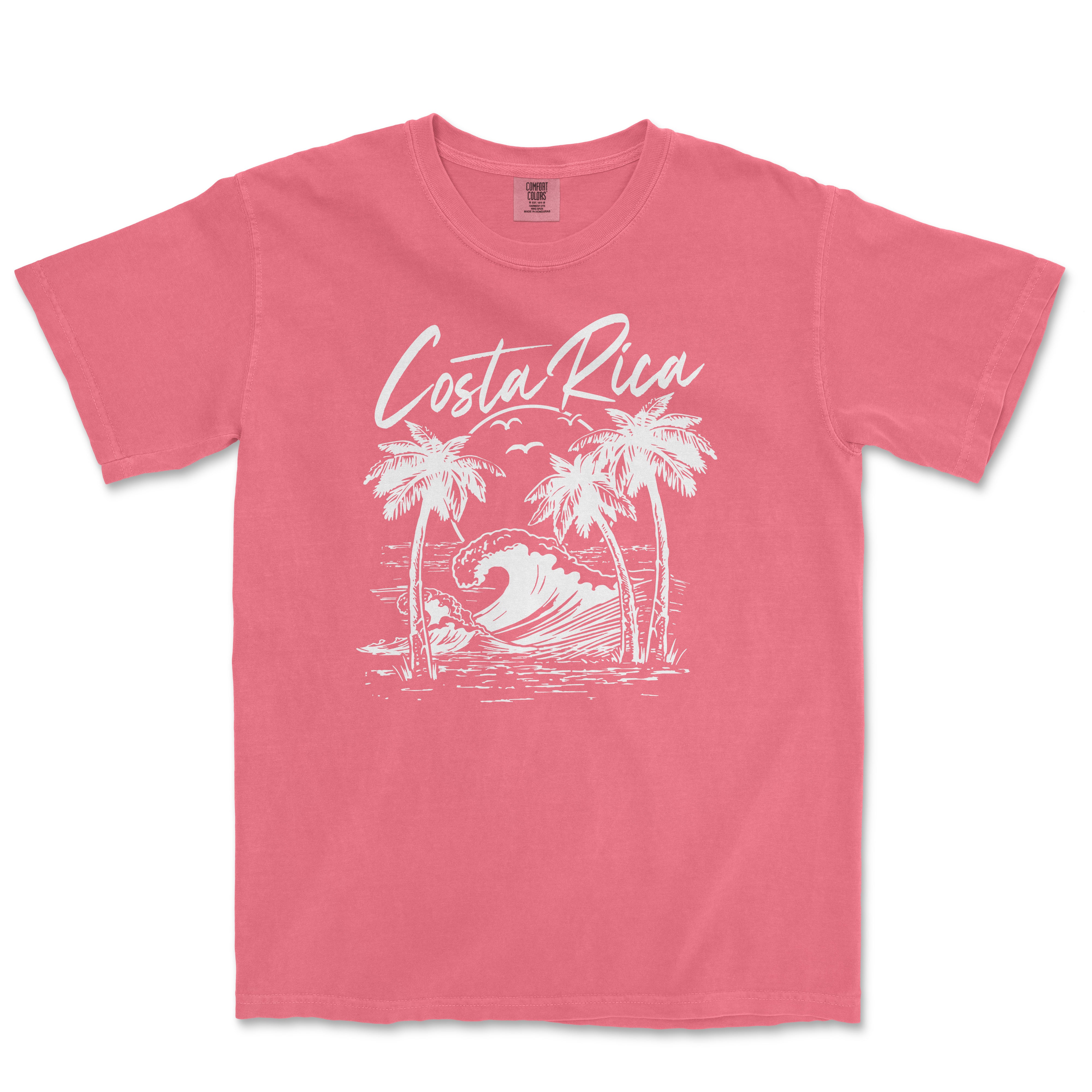 a pink t - shirt with the words costa rica on it