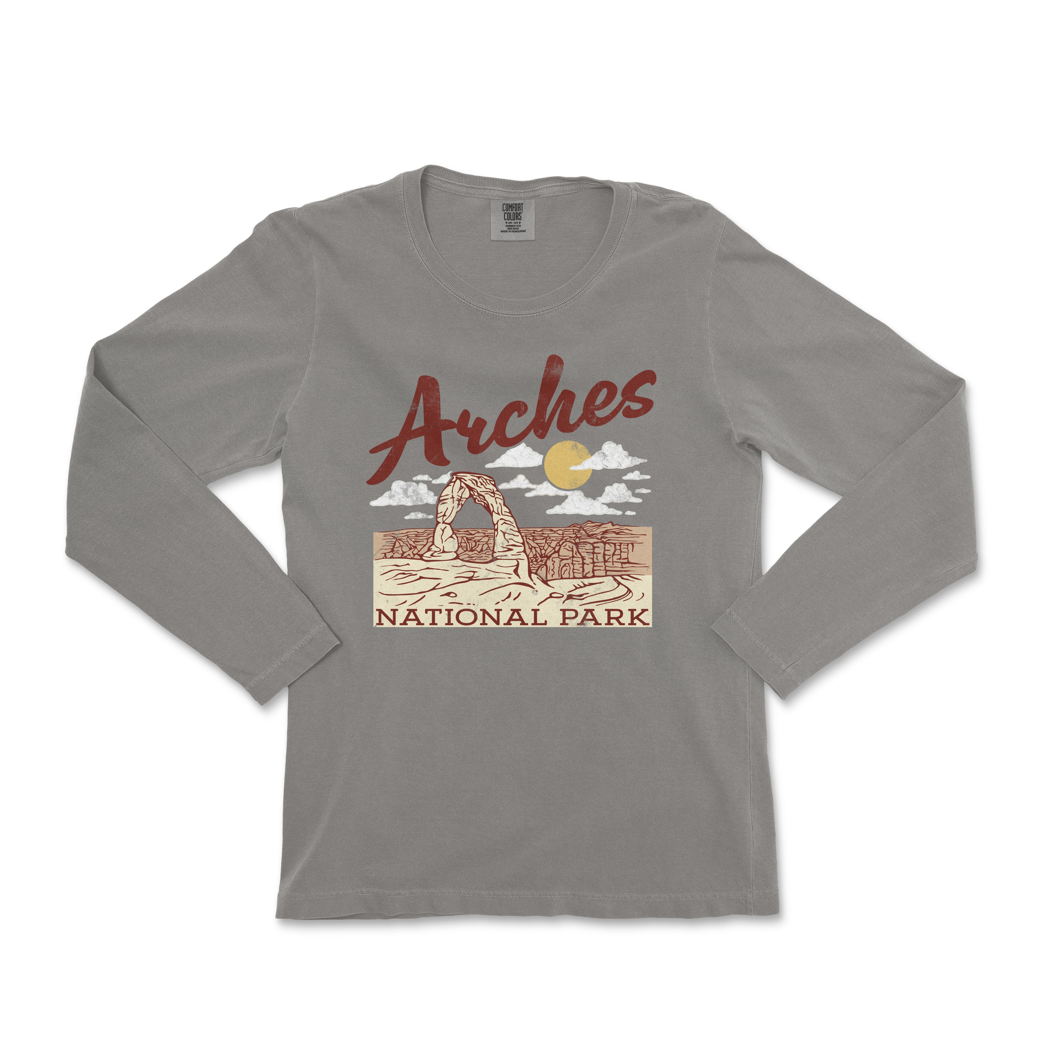 a women's long sleeve shirt with the words arches national park on it