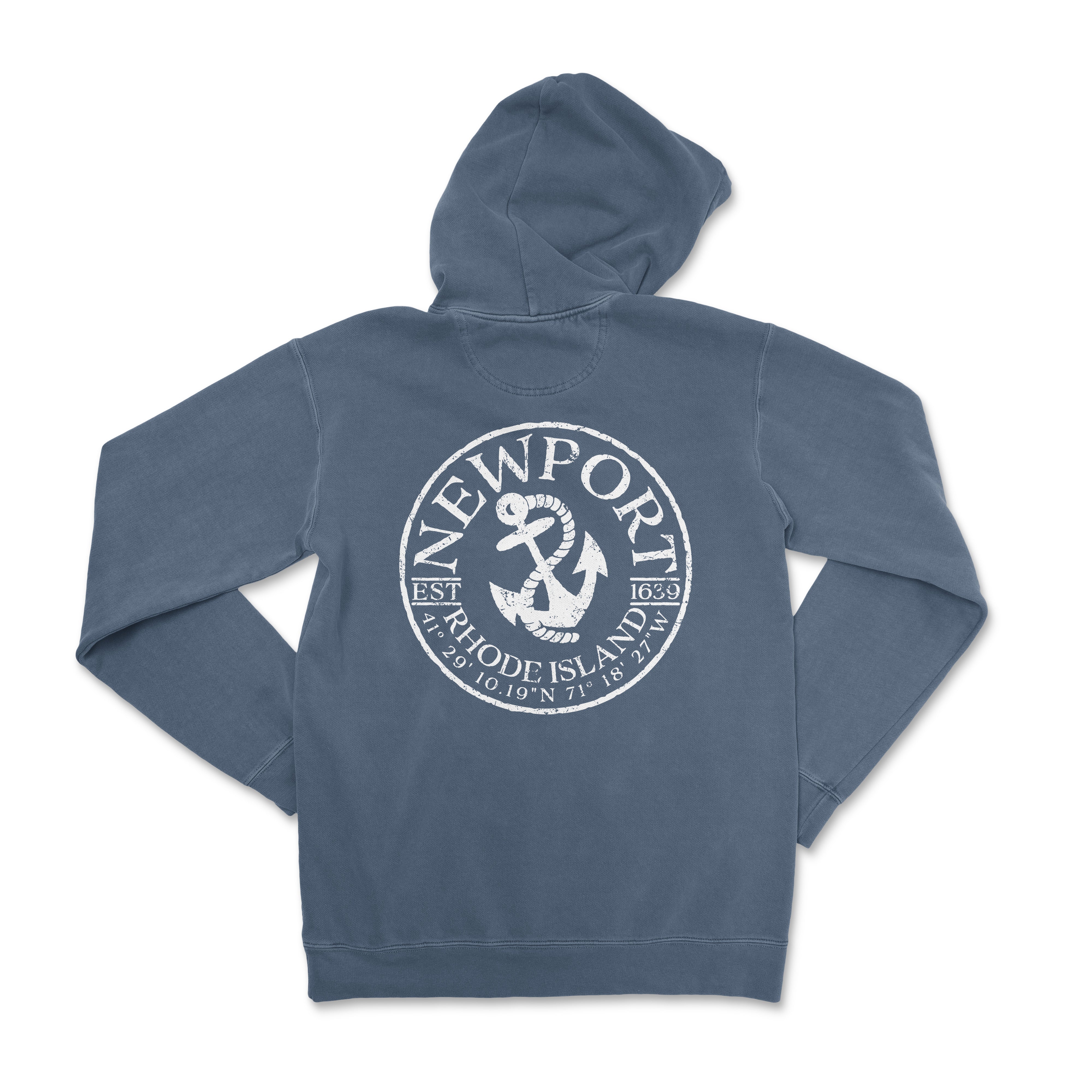 a blue sweatshirt with an anchor and the words newport on it