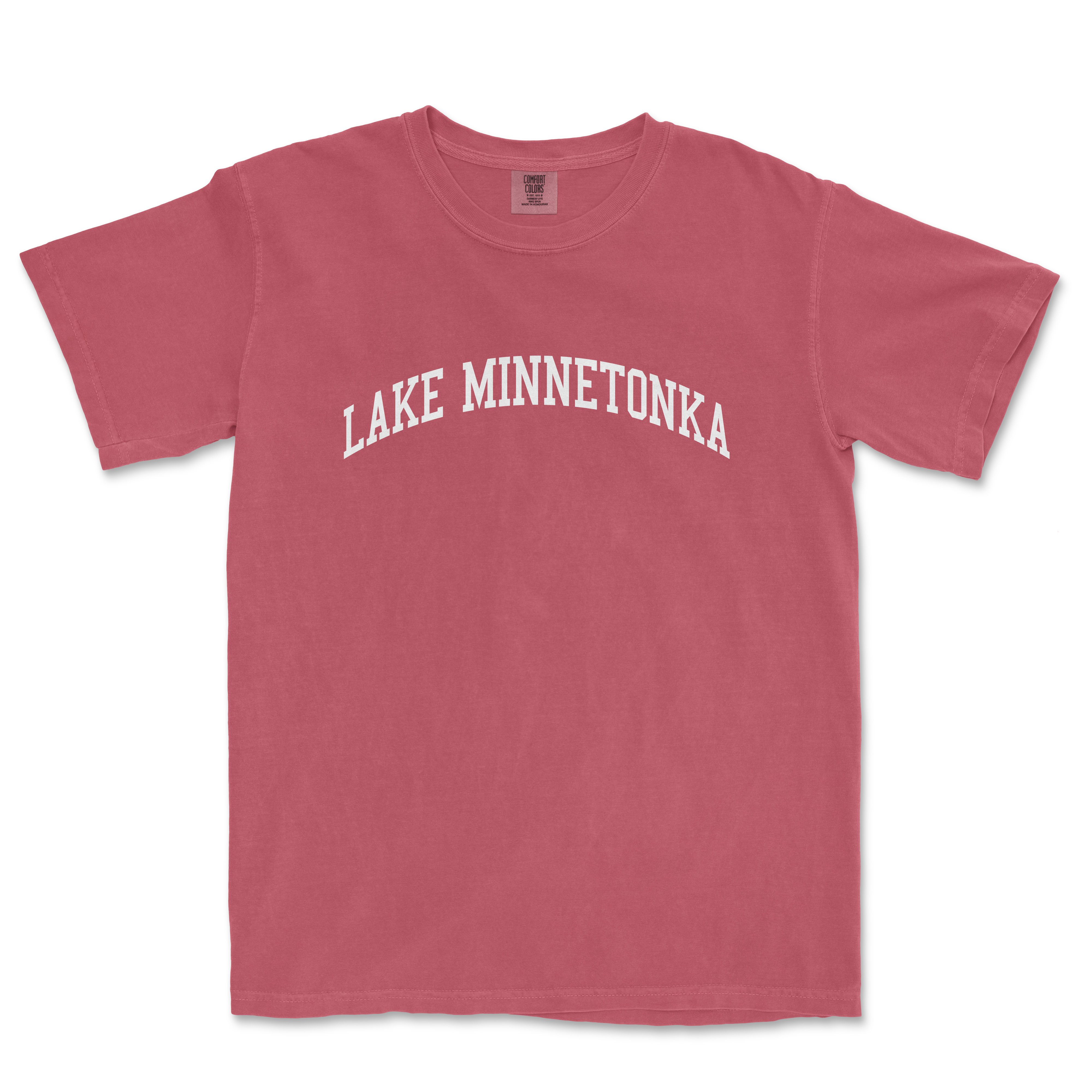 a red shirt that says lake minnetonka