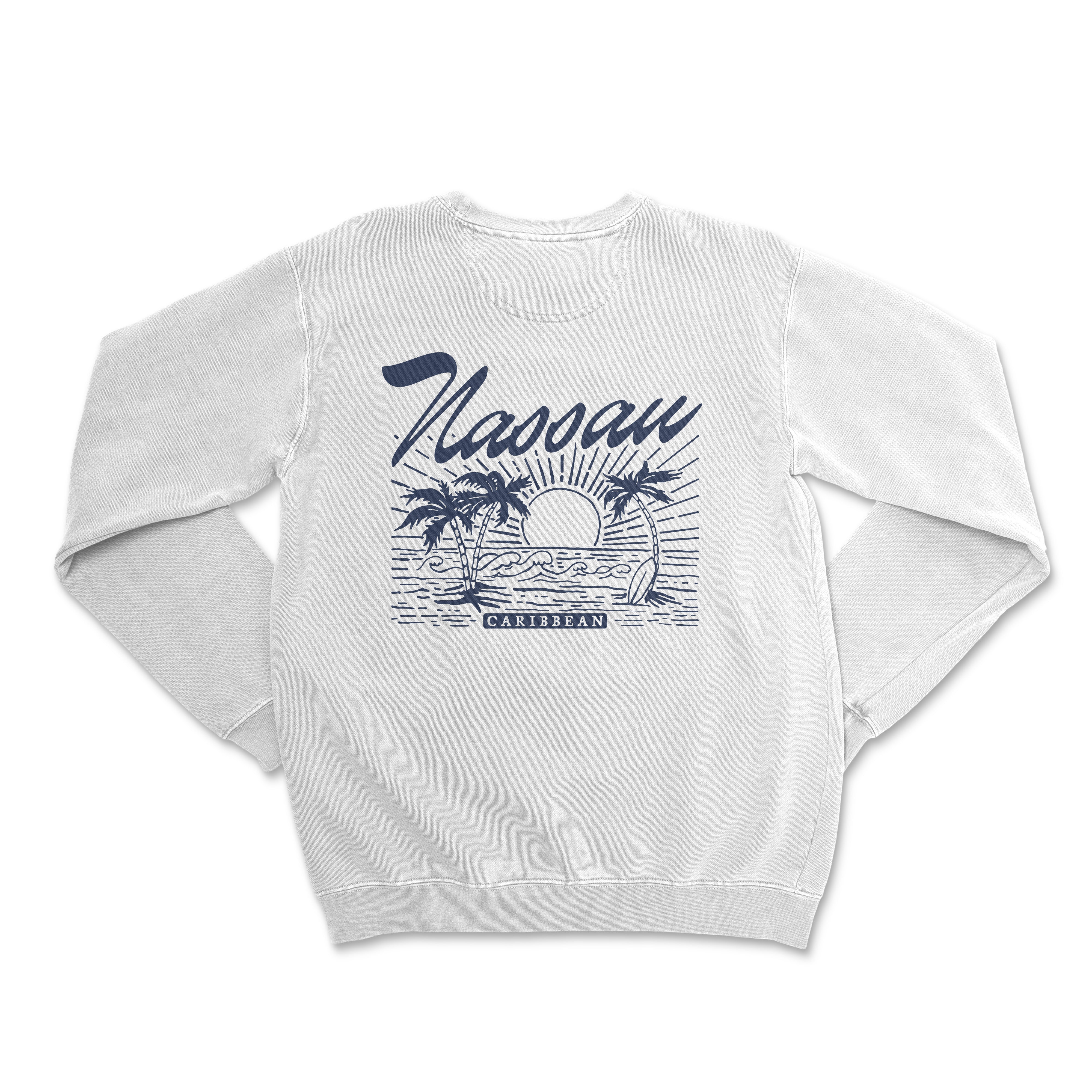 a white sweatshirt with the words navari on it