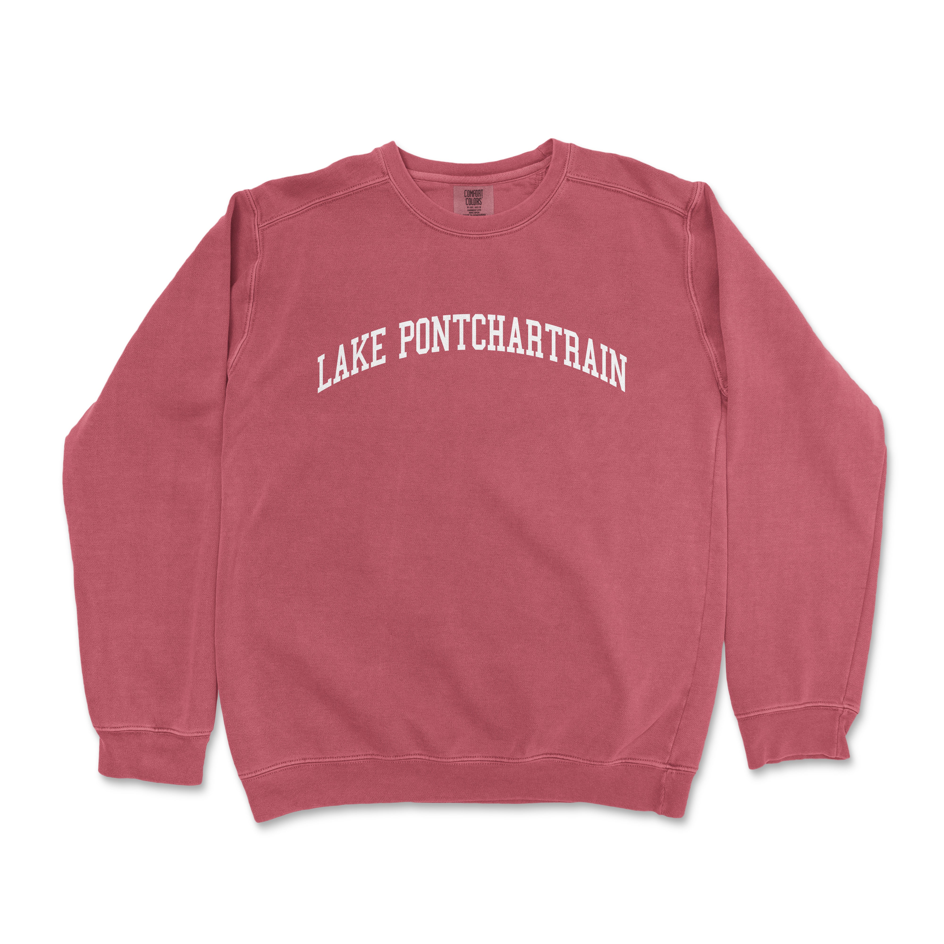 a red sweatshirt that says lake pontchattaain