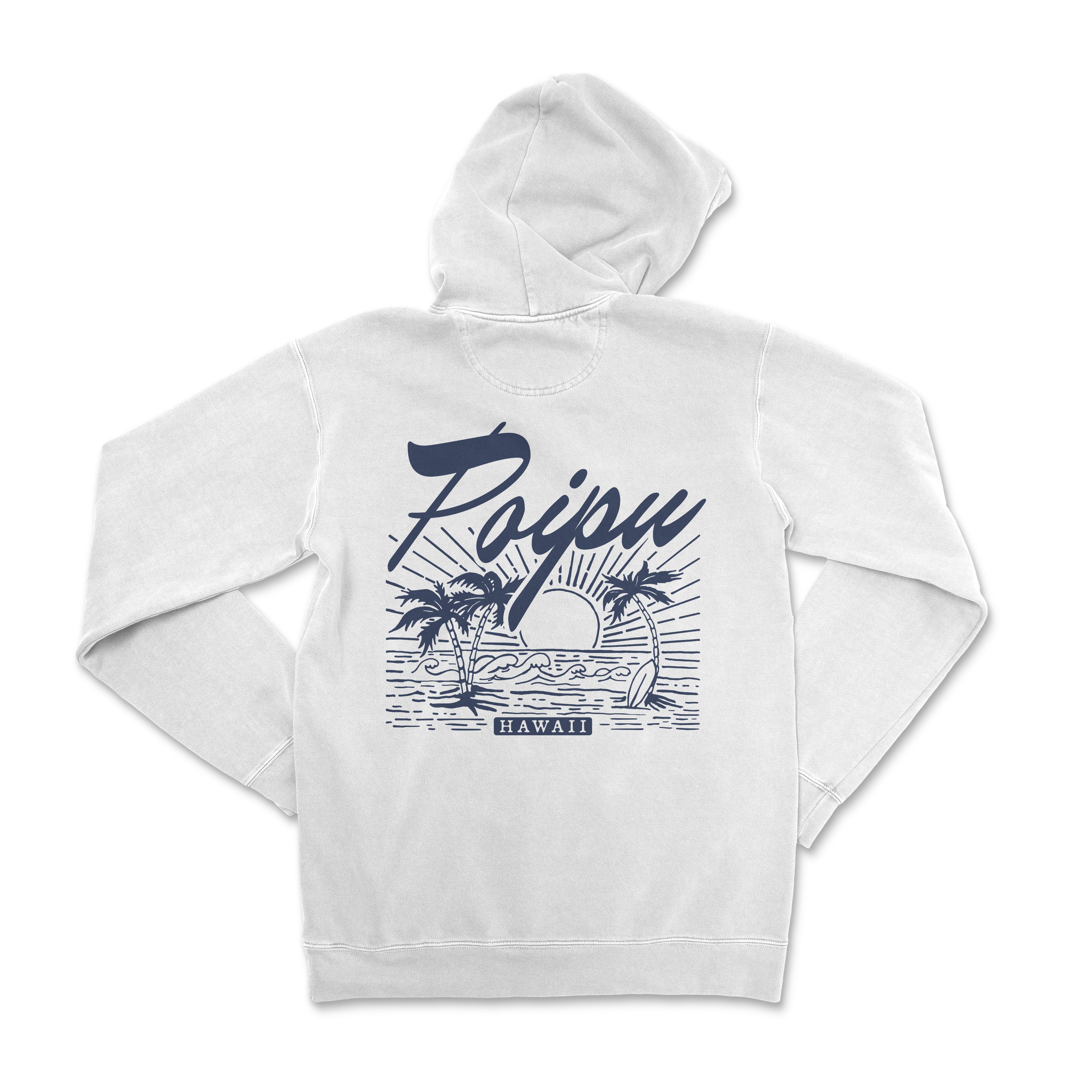 a white hoodie with a palm tree on it