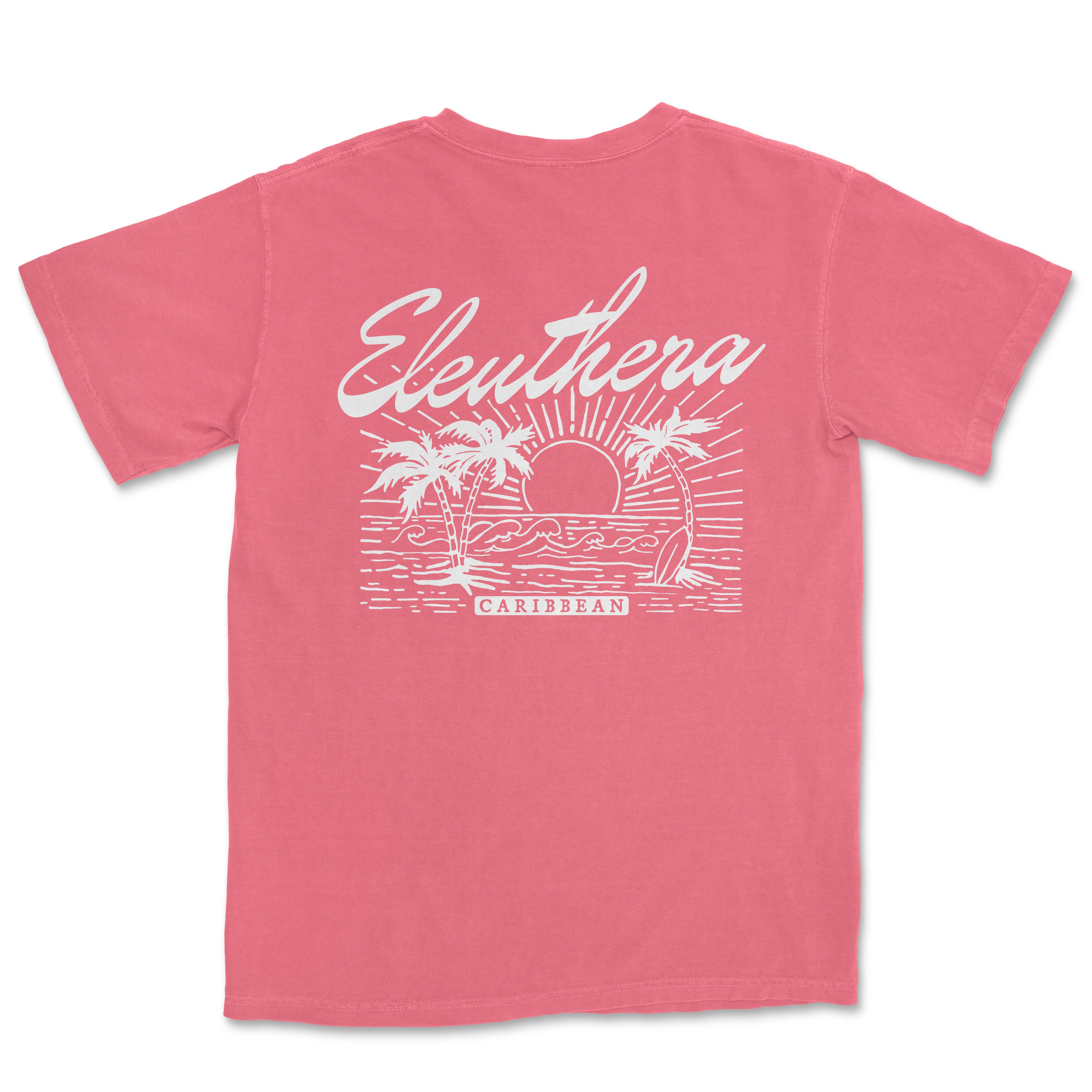 a pink t - shirt with the words, eleuthera on it