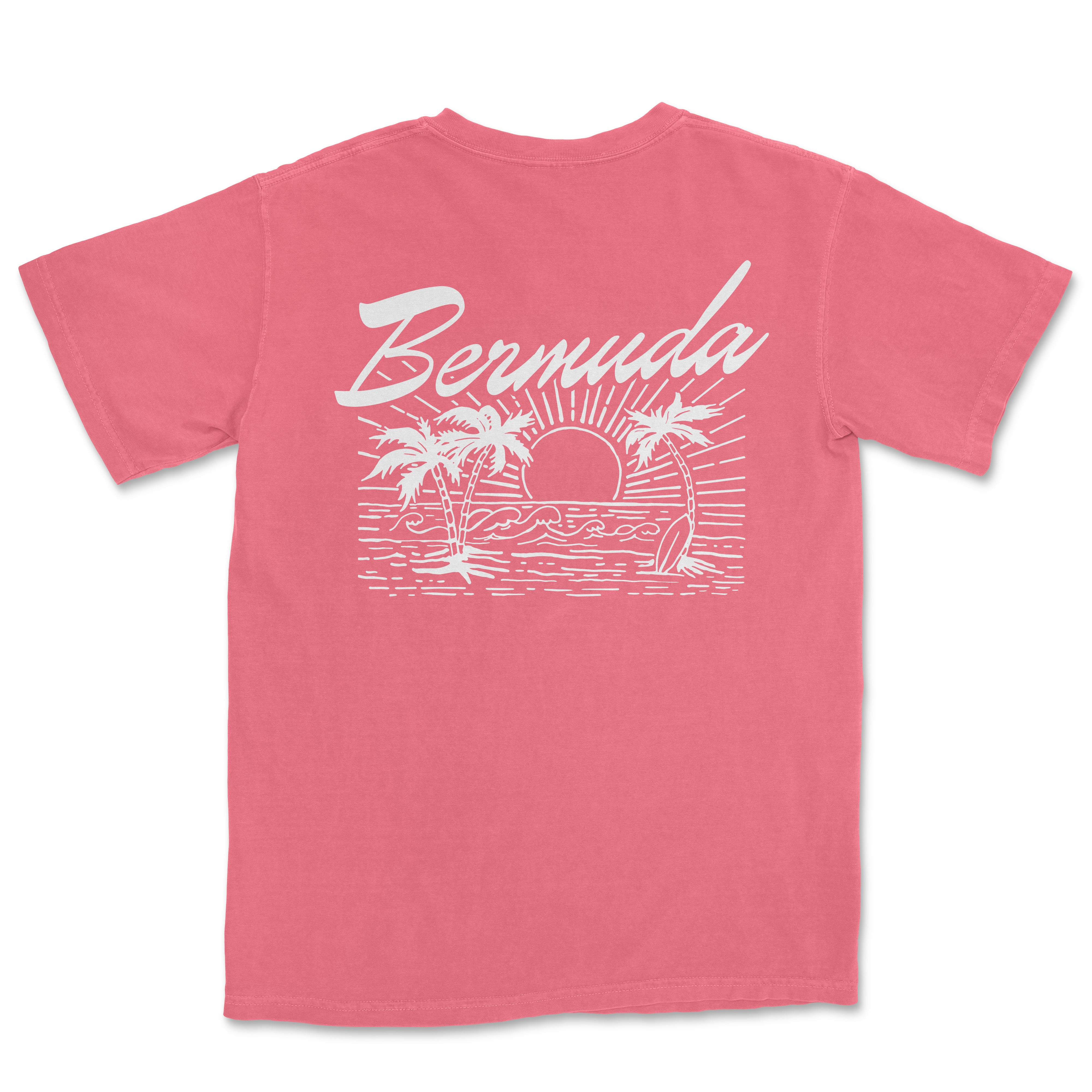 a pink t - shirt with the words bemuda on it