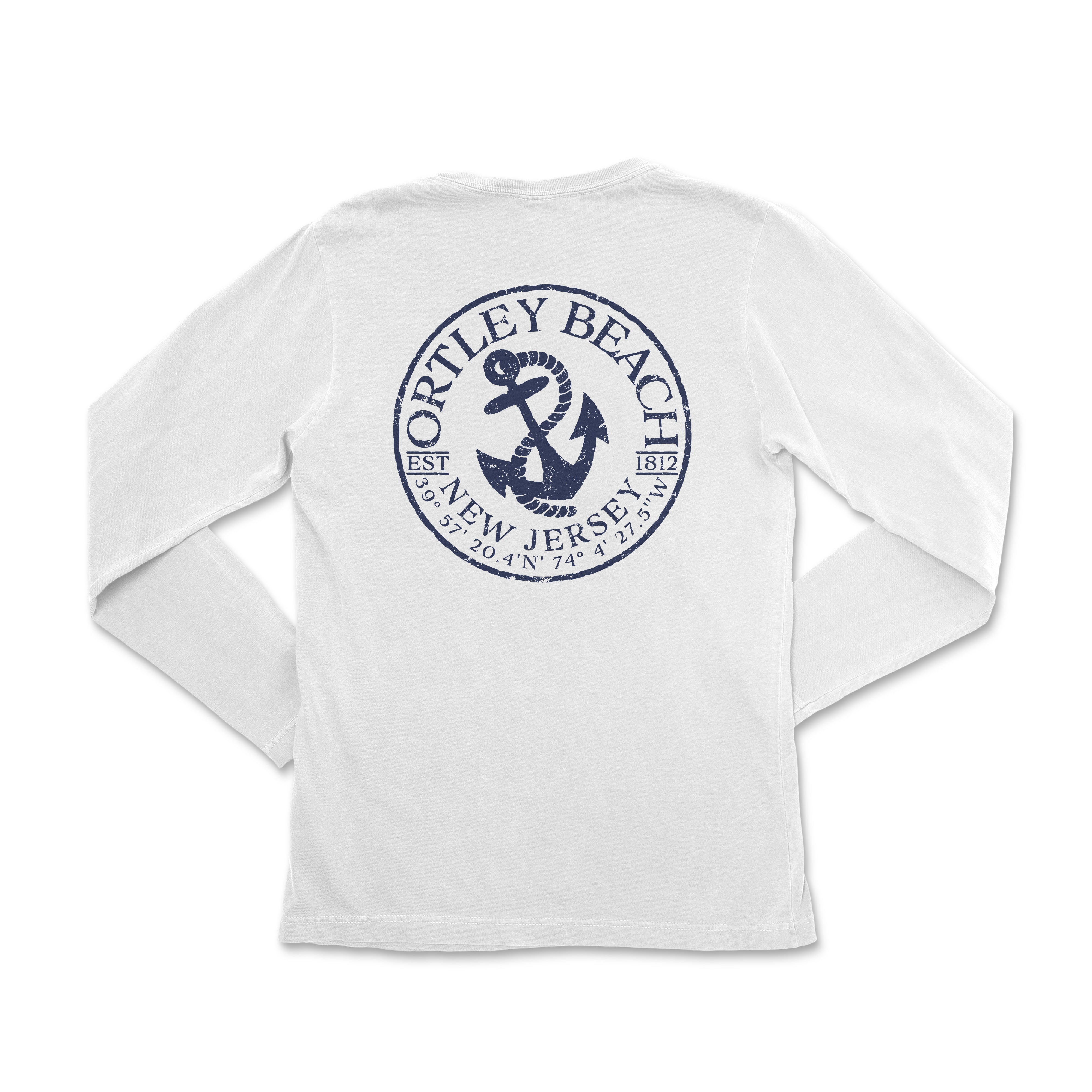 a white long sleeve shirt with an anchor on it